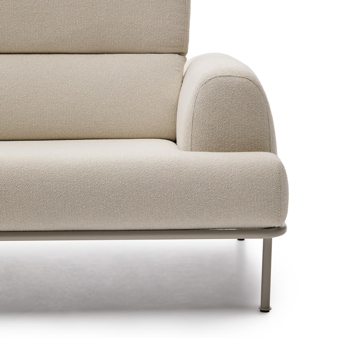 Kave Home 3-zits Bank 'Aurum' Chenille, Met verstelbare hoofdsteun, kleur Ecru