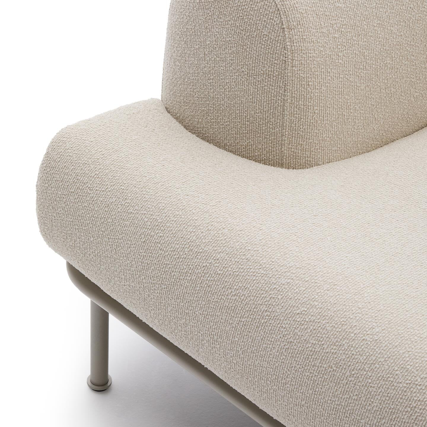 Kave Home 3-zits Bank 'Aurum' Chenille, Met verstelbare hoofdsteun, kleur Ecru