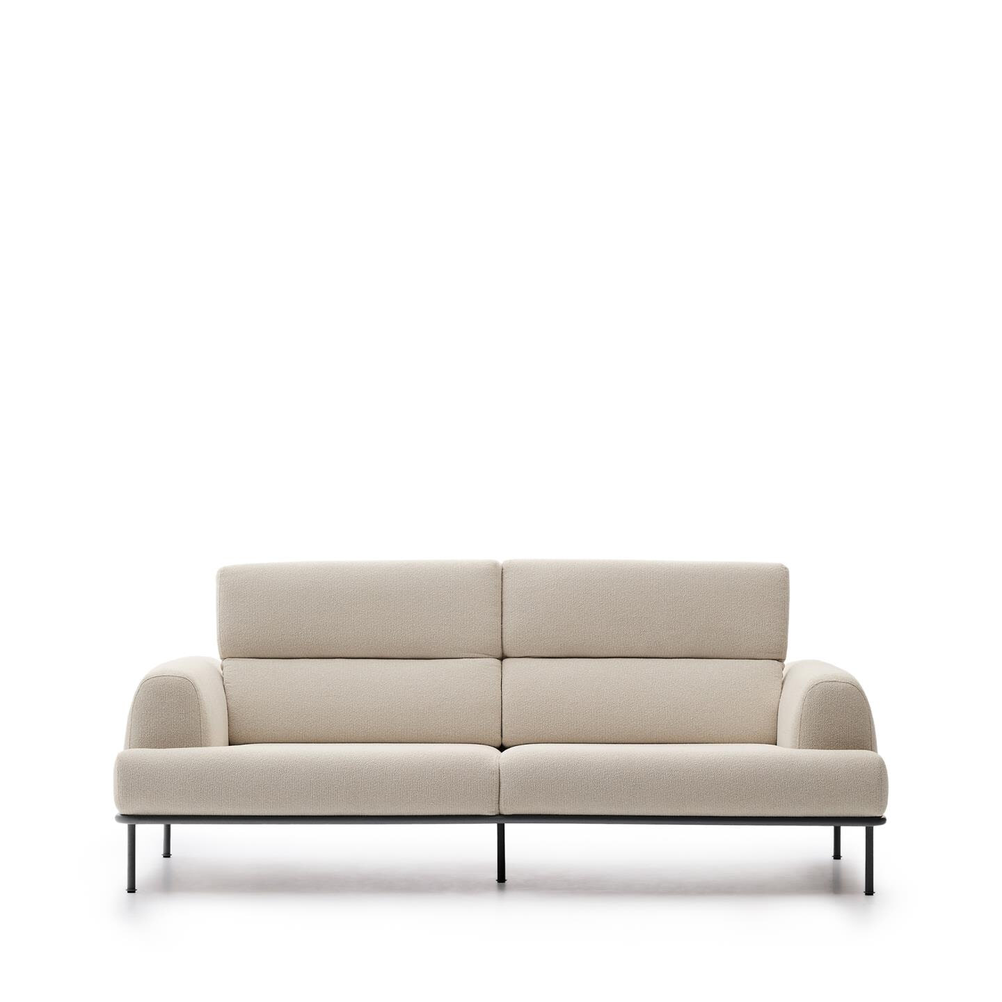 Kave Home 3-zits Bank 'Aurum' Chenille, Met verstelbare hoofdsteun, kleur Ecru
