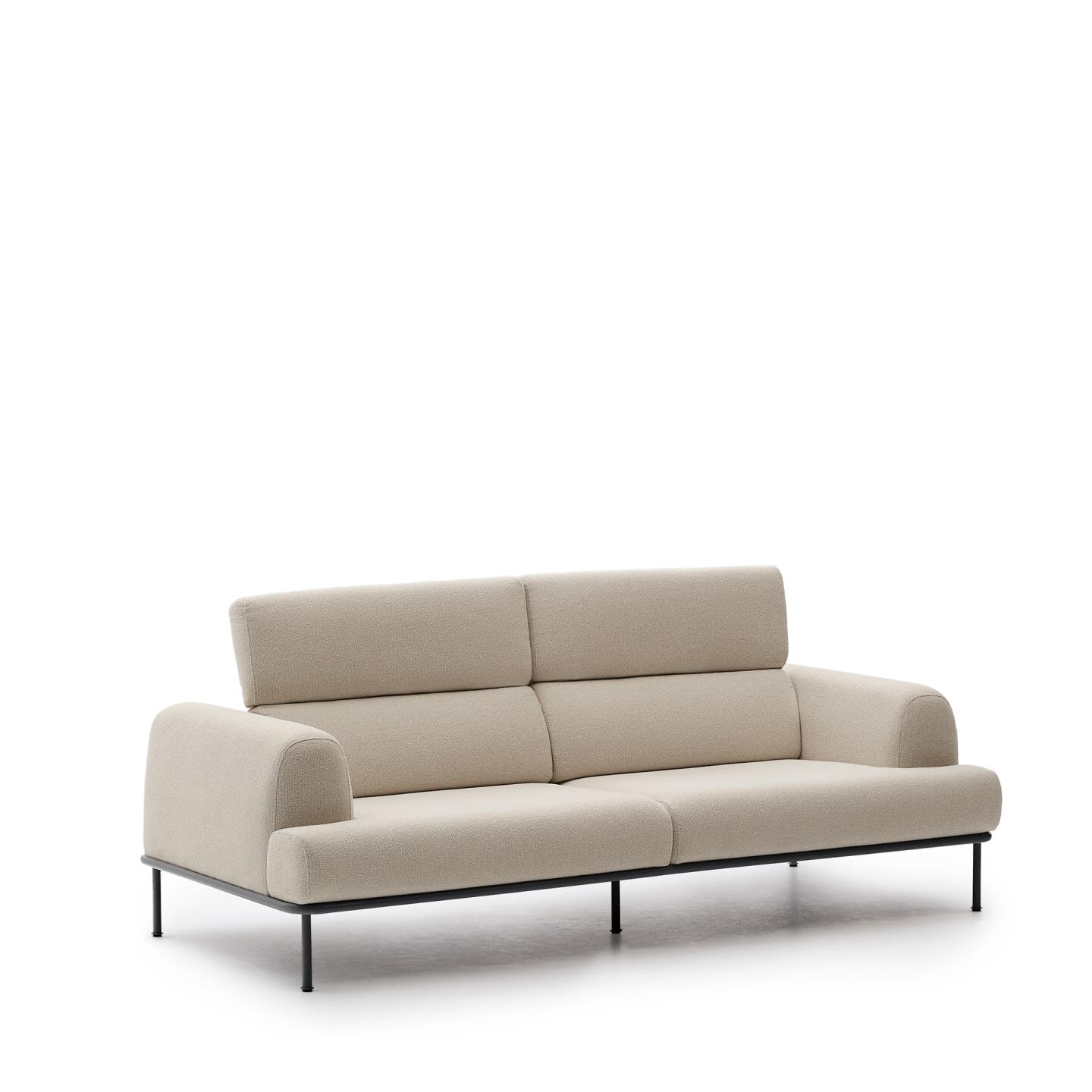 Kave Home 3-zits Bank 'Aurum' Chenille, Met verstelbare hoofdsteun, kleur Ecru