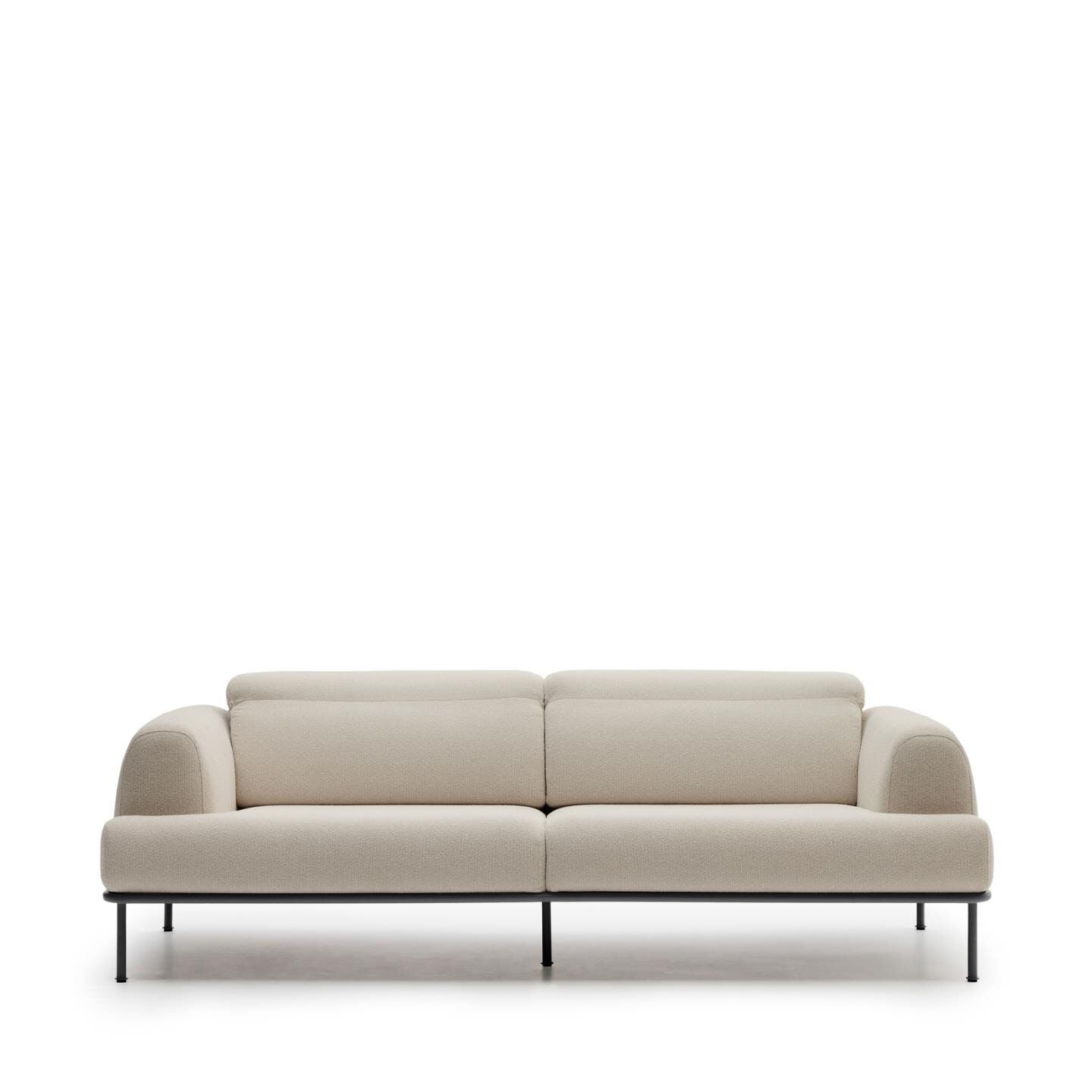 Kave Home 3-zits Bank 'Aurum' Chenille, Met verstelbare hoofdsteun, kleur Ecru