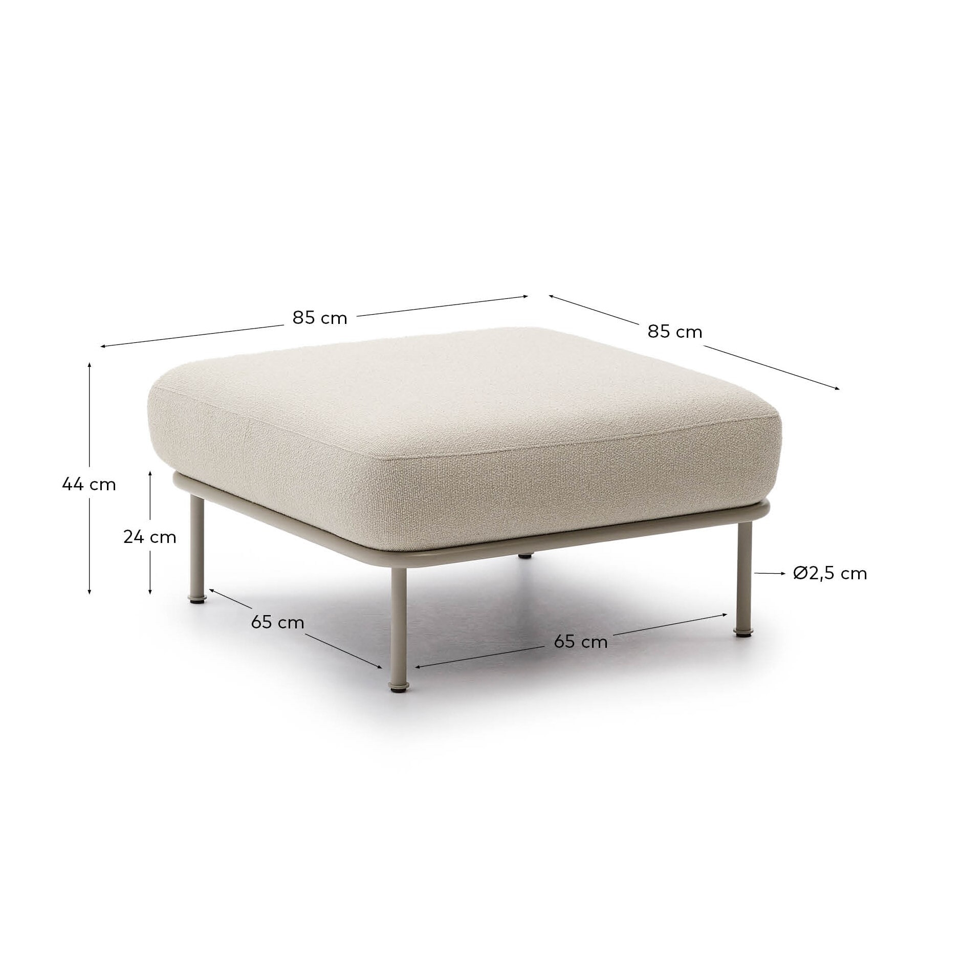 Kave Home Hocker 'Aurum' Chenille, kleur Ecru