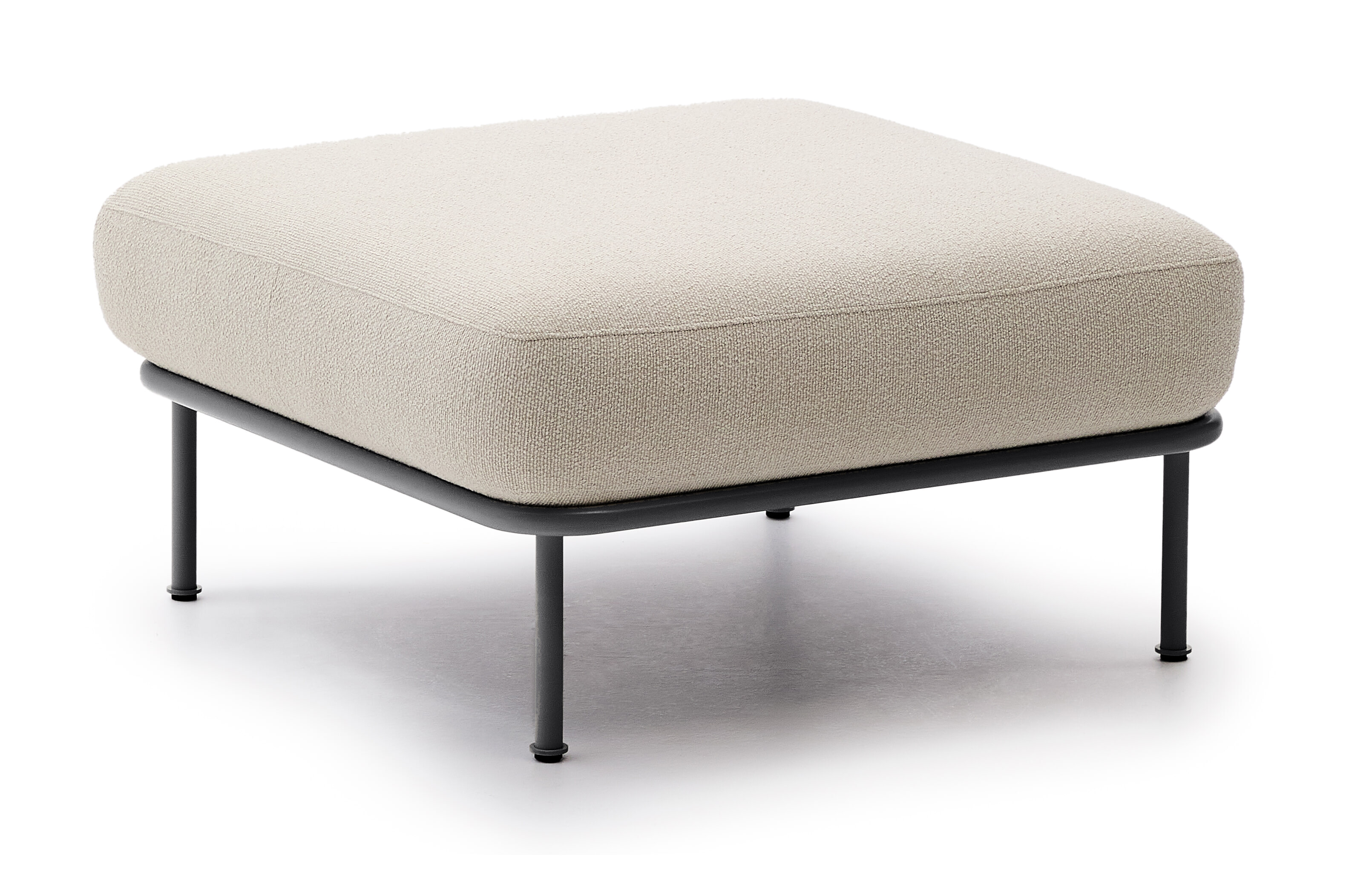 Kave Home Hocker 'Aurum' Chenille, kleur Ecru