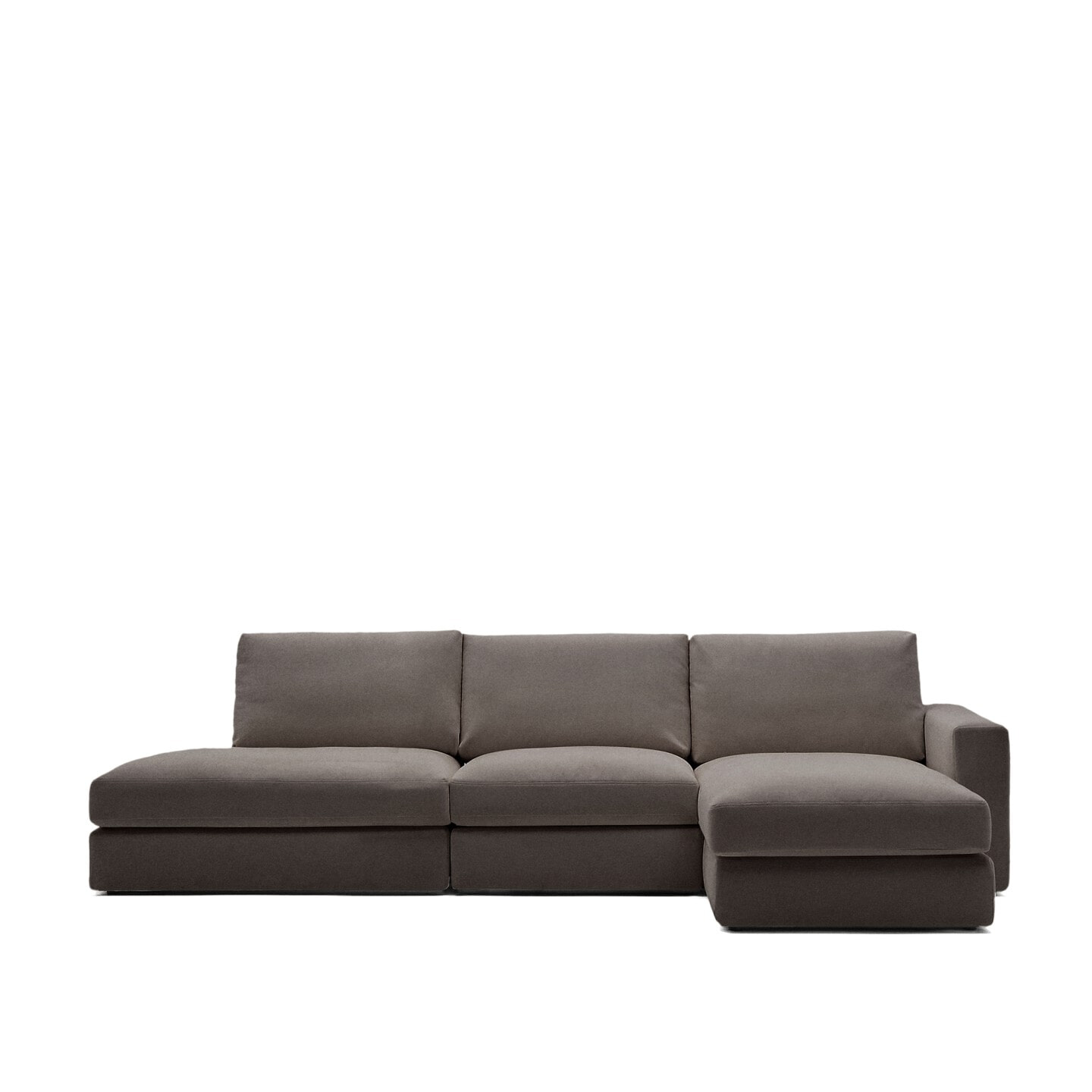 Kave Home 5-zits Loungebank Alea Rechts - Donkerbruin