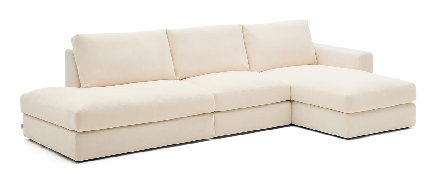 Kave Home 5-zits Loungebank 'Alea' Rechts, kleur Ecru