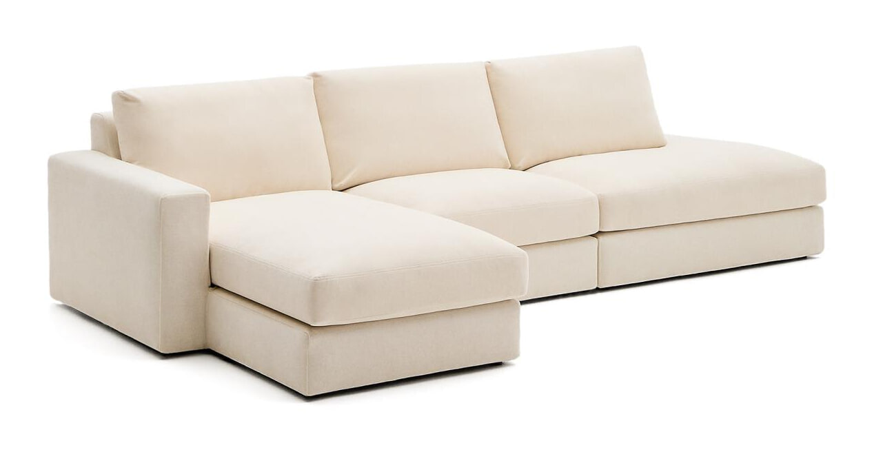 Kave Home 5-zits Loungebank 'Alea' Links, kleur Ecru