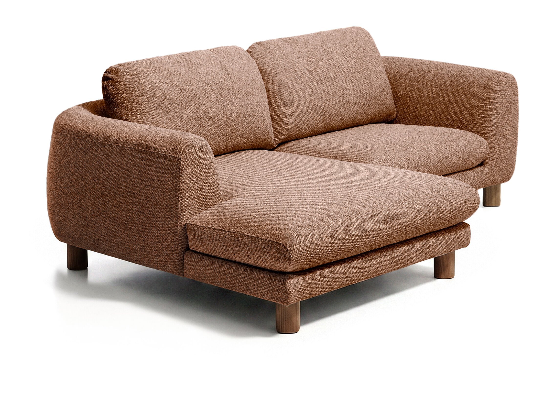 Kave Home 3-zits Loungebank Vera Links, 232cm, Structuurstof en bruine poten - Terracotta