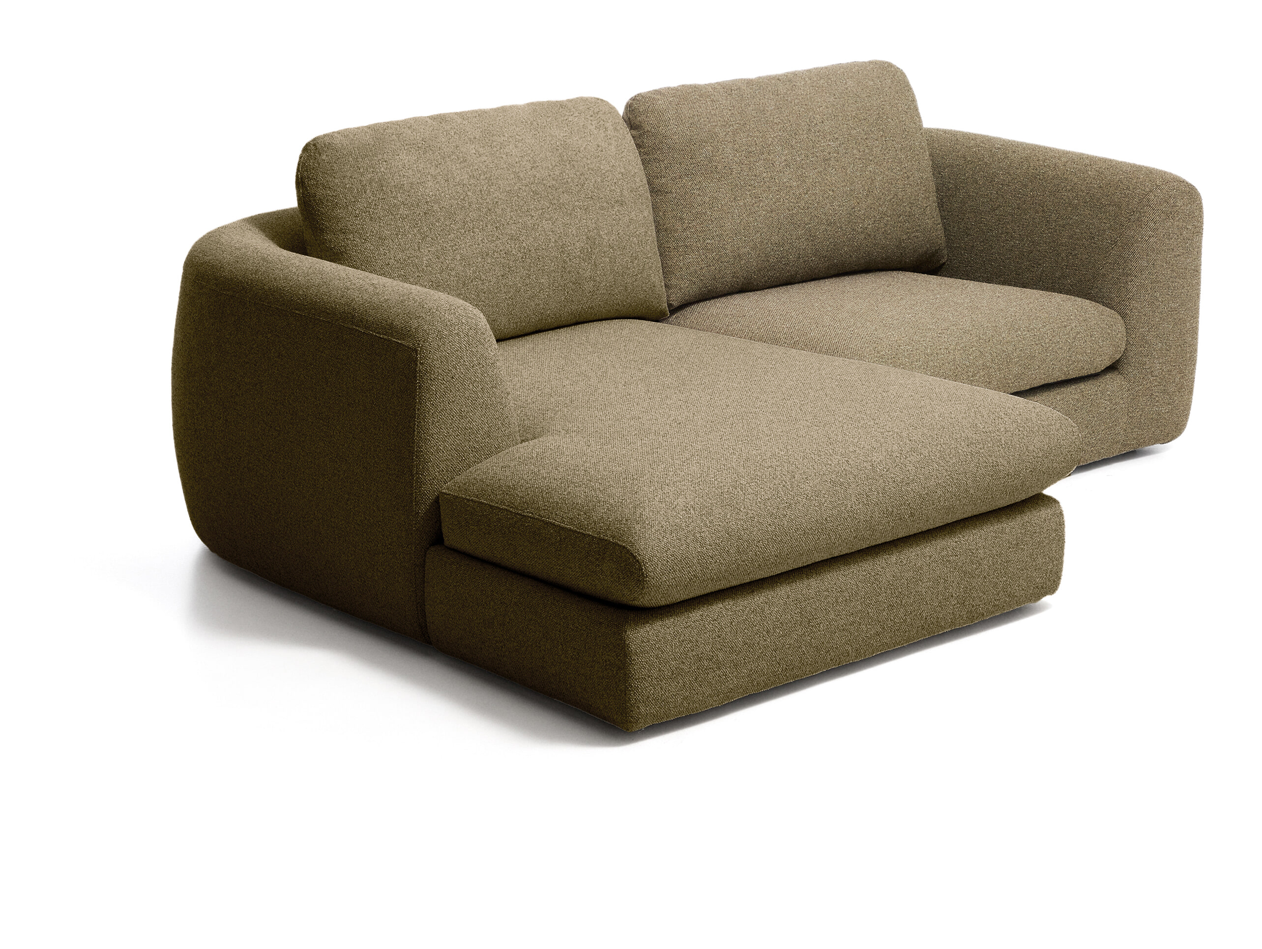 Kave Home Loungebank Vera Links, 232cm, Structuurstof - Olijfgroen