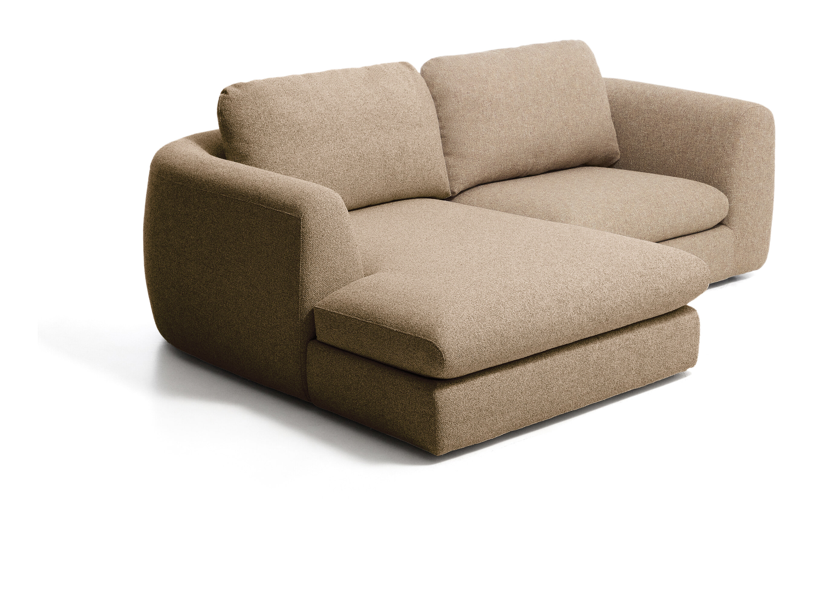 Kave Home Loungebank Vera Links, 232cm, Structuurstof - Lichtbruin