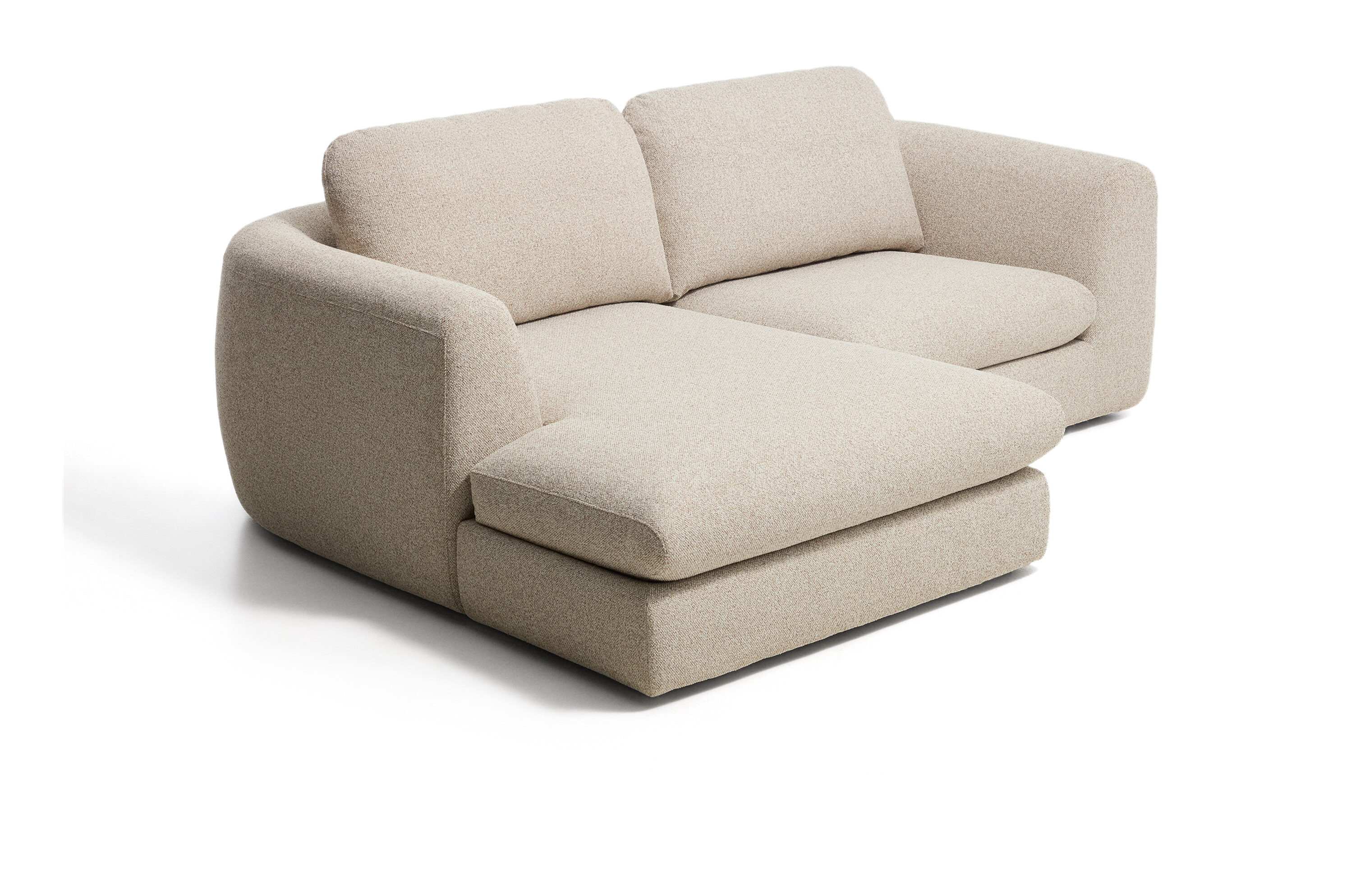 Kave Home Loungebank Vera Links, 232cm, Structuurstof - Beige
