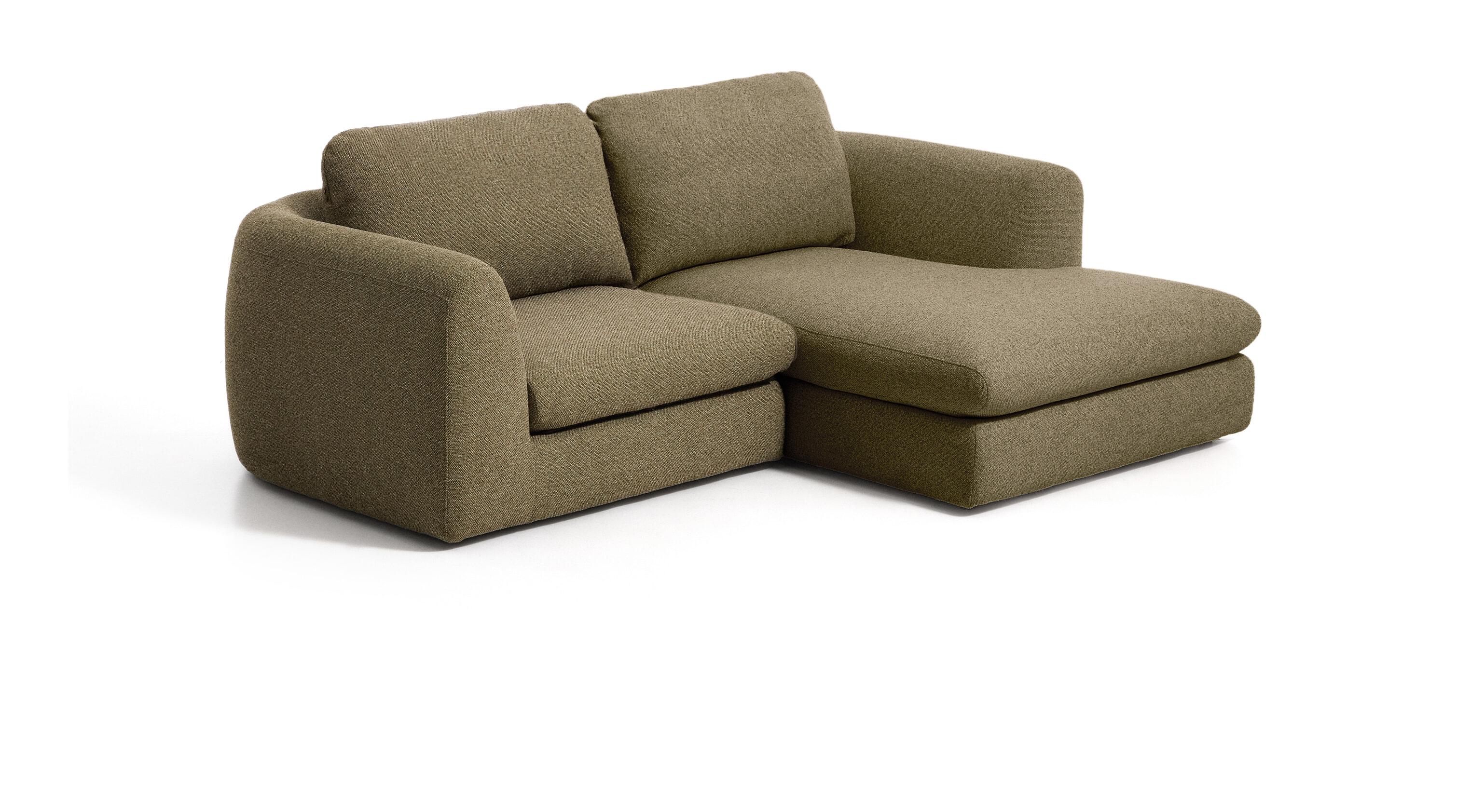 Kave Home Loungebank Vera Rechts, 232cm, Structuurstof - Olijfgroen