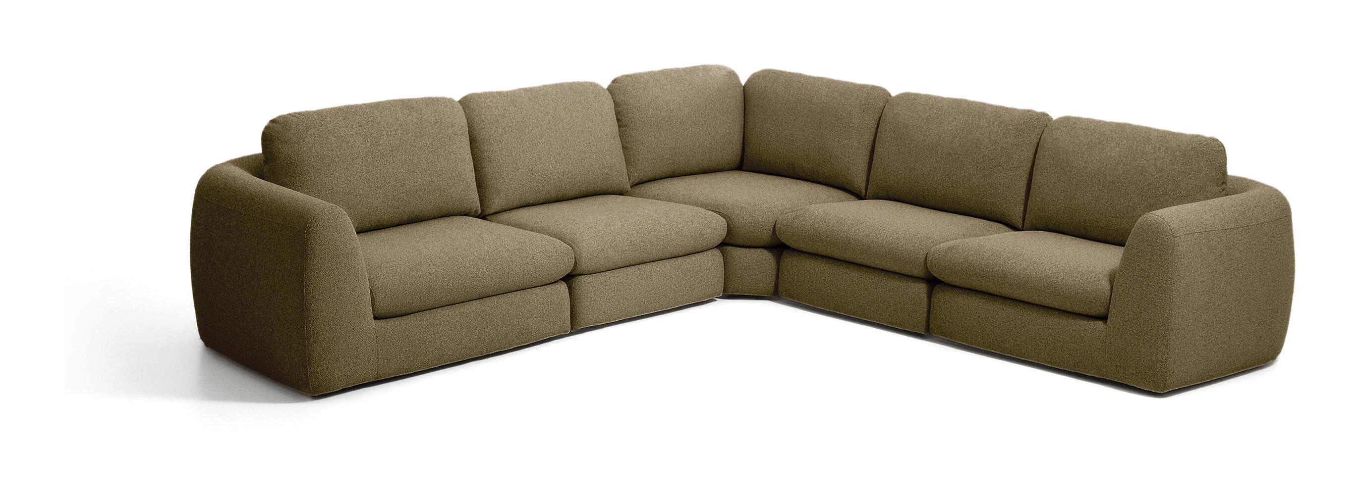 Kave Home Hoekbank Vera 330cm, Structuurstof - Olijfgroen