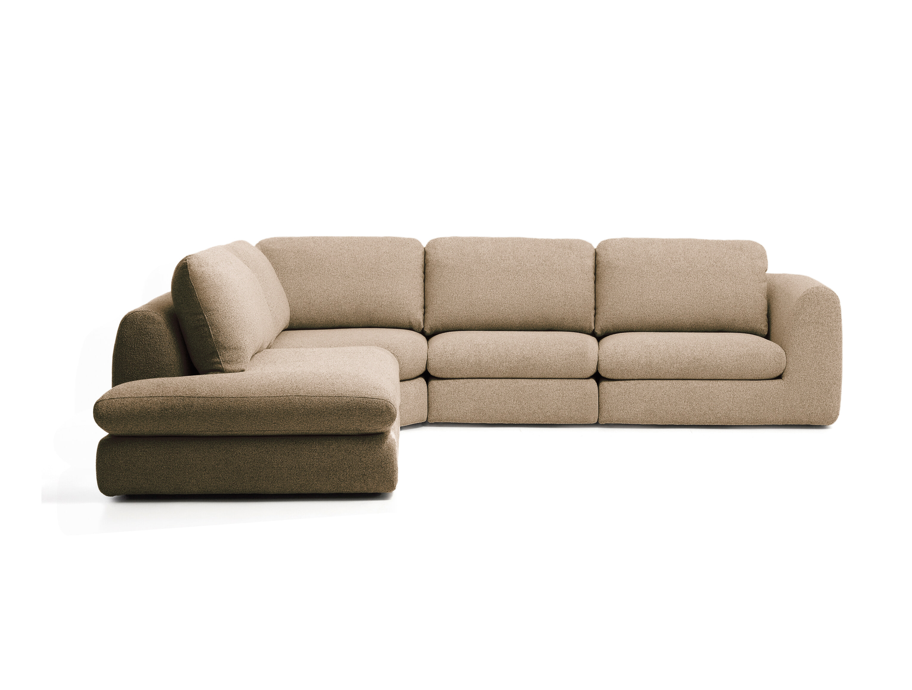 Kave Home Kave Hom 5-zits Hoekbank Vera Links, 330cm, Structuurstof - Lichtbruin