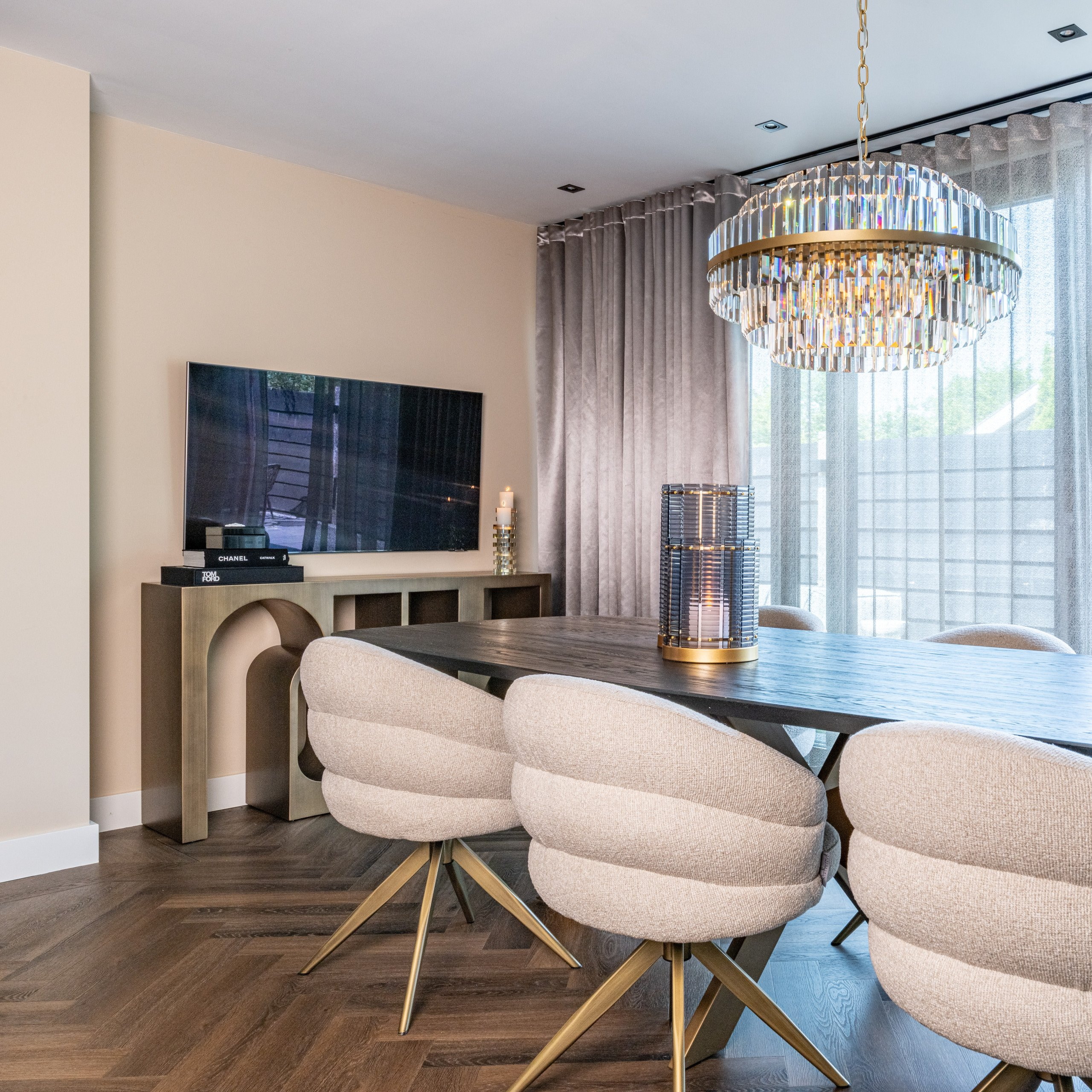 Richmond Hanglamp 'Desire' Crystal, 65cm, kleur Brushed Gold