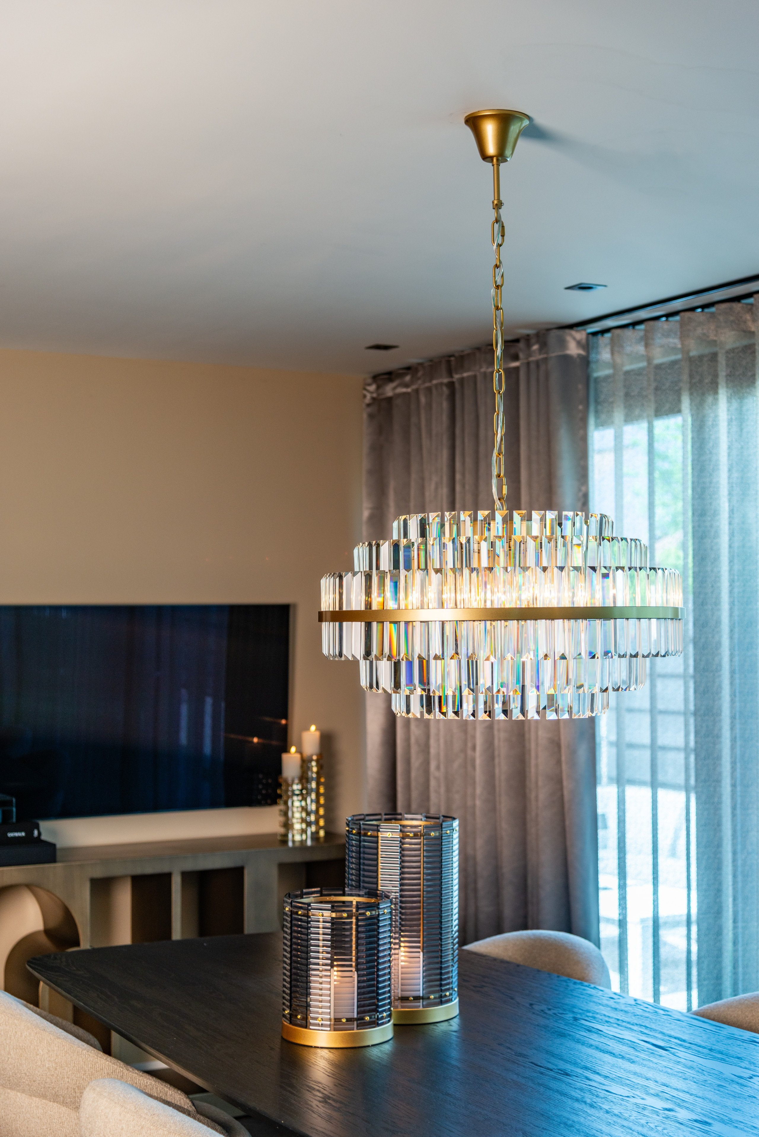 Richmond Hanglamp 'Desire' Crystal, 65cm, kleur Brushed Gold