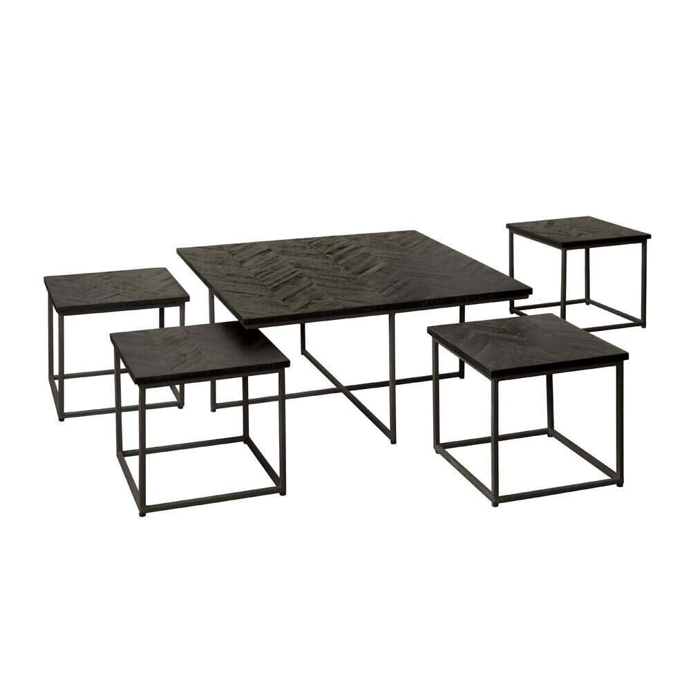 RENEW Salontafel 'Via' Teakhout, Set van 5 stuks, kleur Zwart