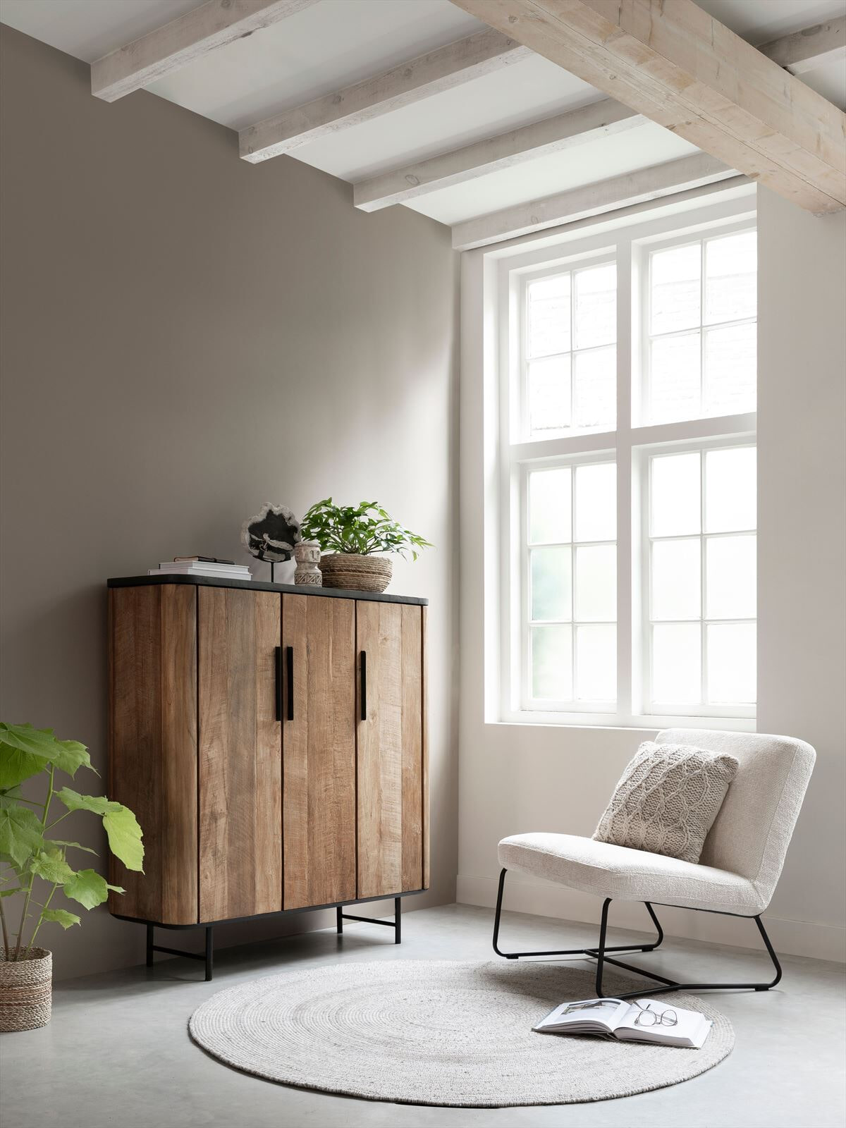 DTP Home Opbergkast 'Soho' Teakhout en betonlook, 130 x 120cm