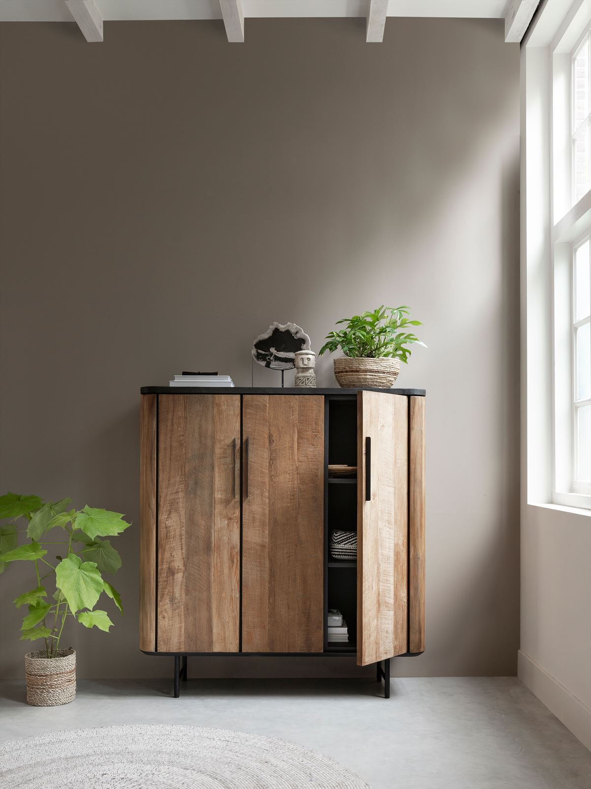 DTP Home Opbergkast 'Soho' Teakhout en betonlook, 130 x 120cm