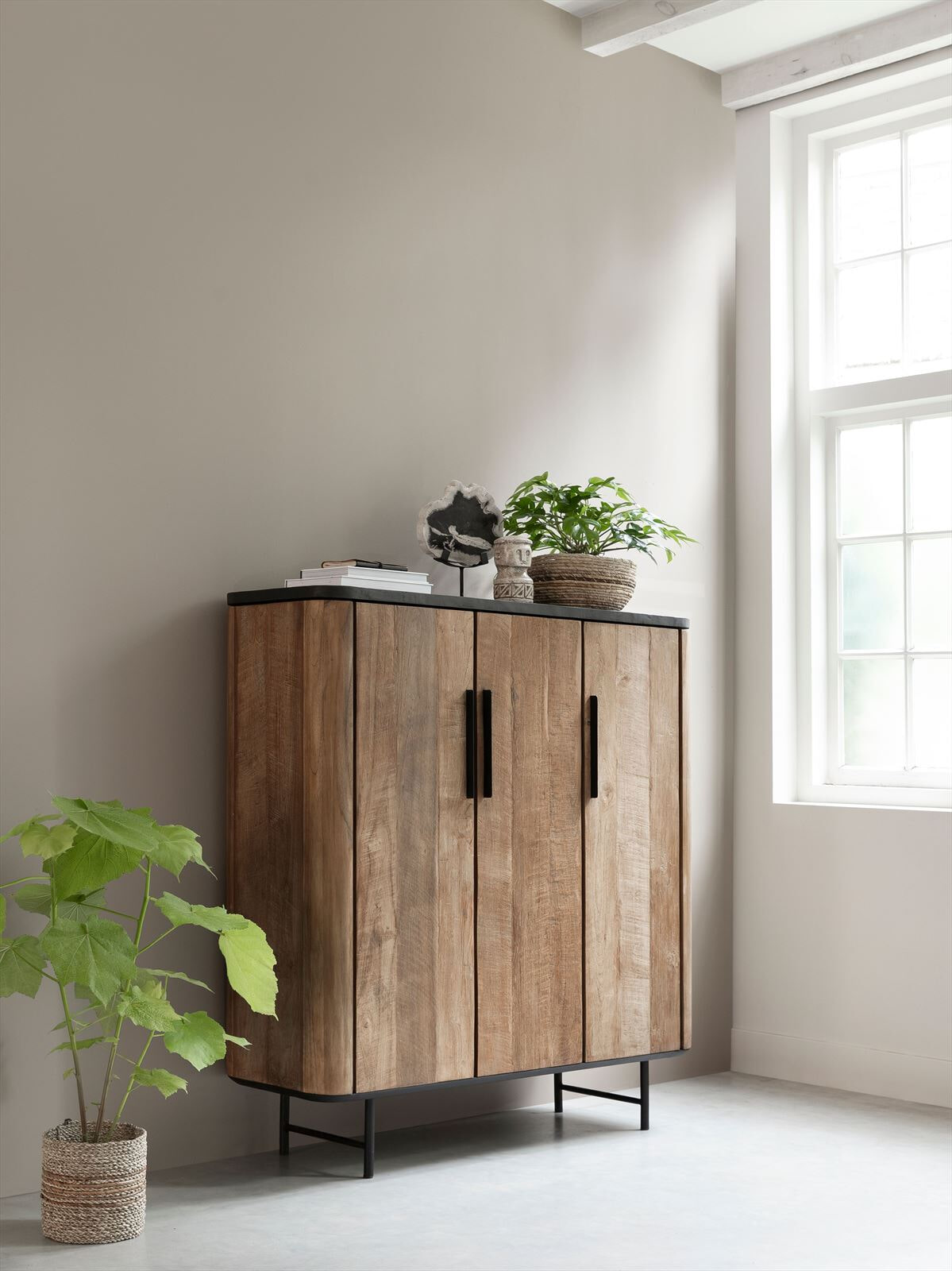 DTP Home Opbergkast 'Soho' Teakhout en betonlook, 130 x 120cm