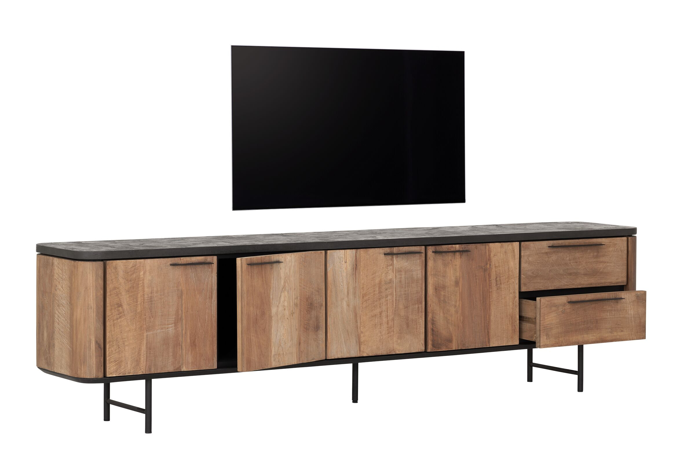 DTP Home TV-meubel 'Soho' Teakhout en betonlook, 230cm