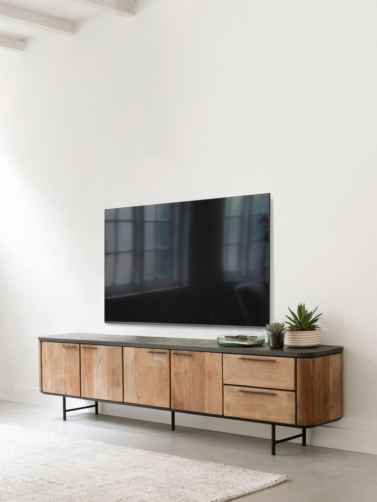DTP Home TV-meubel 'Soho' Teakhout en betonlook, 230cm