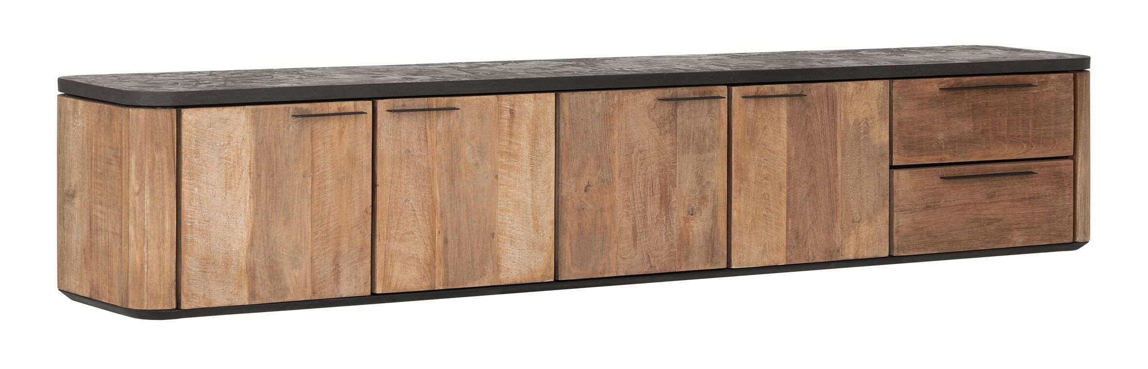 DTP Home Zwevend TV-meubel 'Soho' Teakhout en betonlook, 230cm