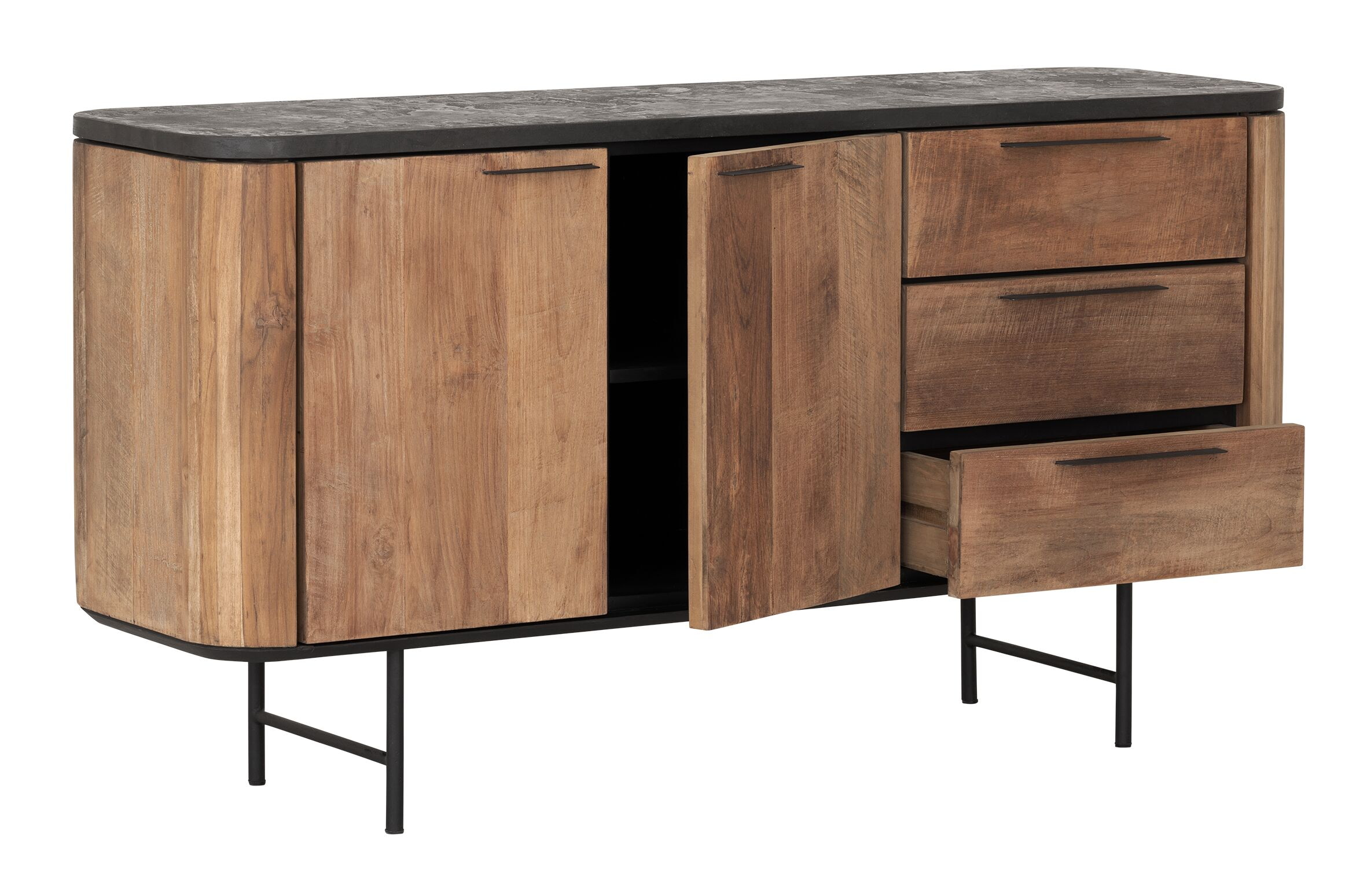 DTP Home Dressoir 'Soho' Teakhout en betonlook, 160cm