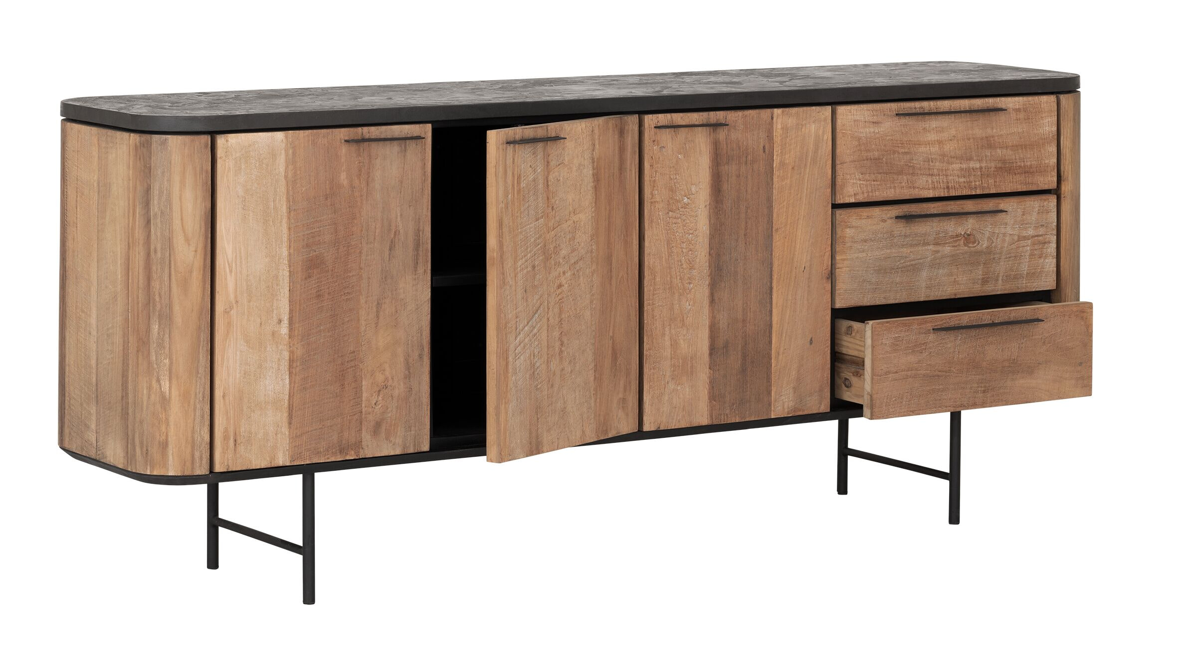 DTP Home Dressoir 'Soho' Teakhout en betonlook, 200cm