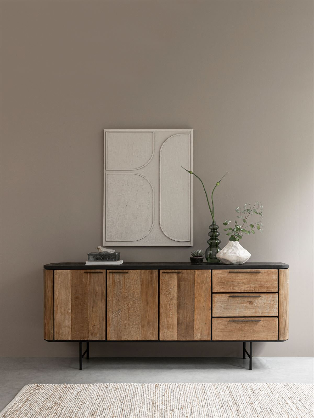 DTP Home Dressoir 'Soho' Teakhout en betonlook, 200cm