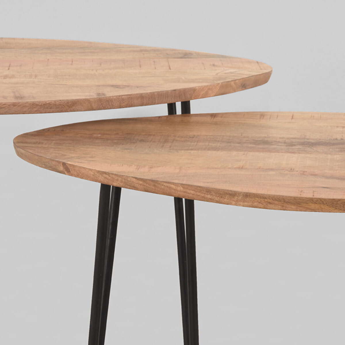 LABEL51 Organische Salontafel 'Frisk' Set van 2 stuks, Rough Mangohout, kleur Naturel