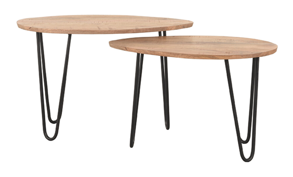LABEL51 Organische Salontafel Frisk Set van 2 stuks, Rough Mangohout