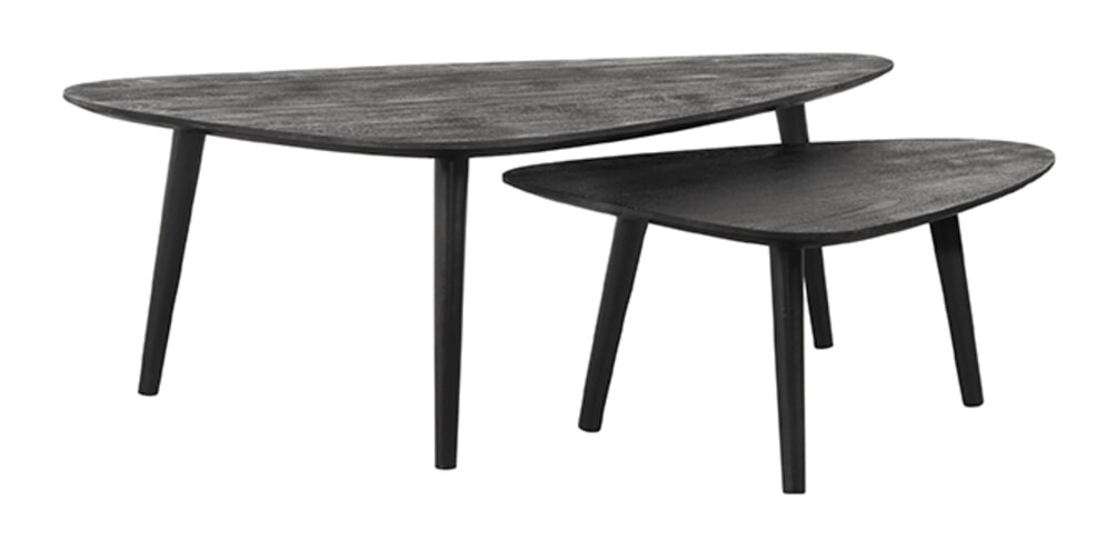 LABEL51 Organische Salontafel Rock Mangohout, Set van 2 stuks - Zwart