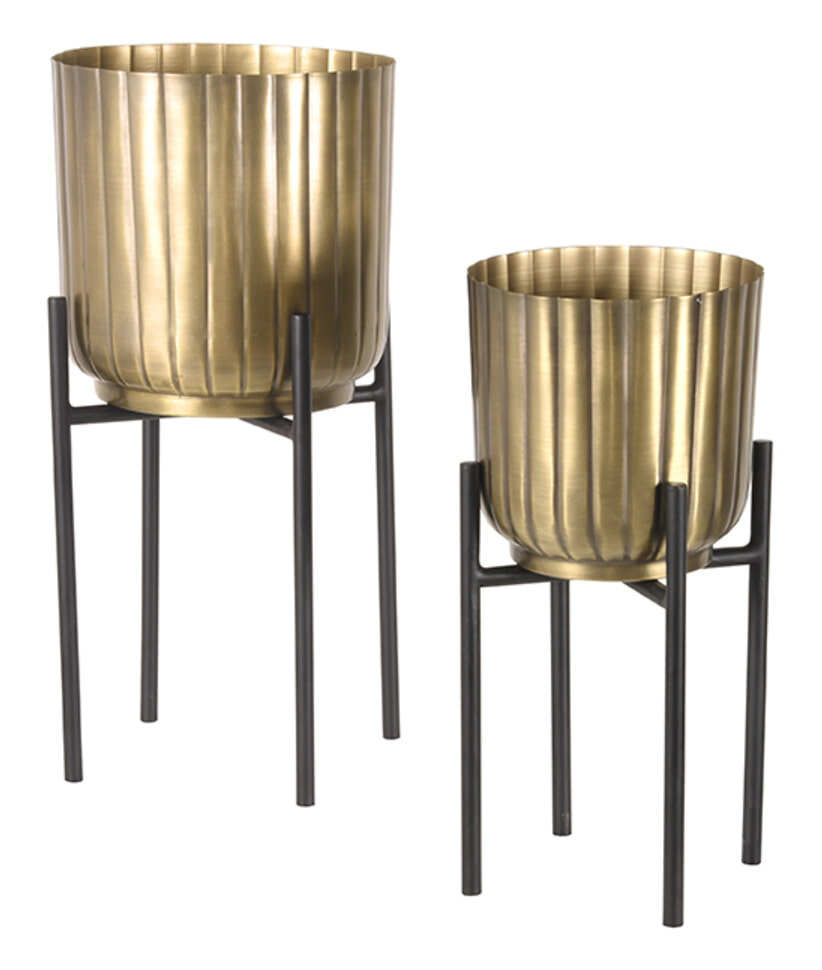 LABEL51 Plantenstandaard Plantin Set van 2 stuks - Antiek Goud