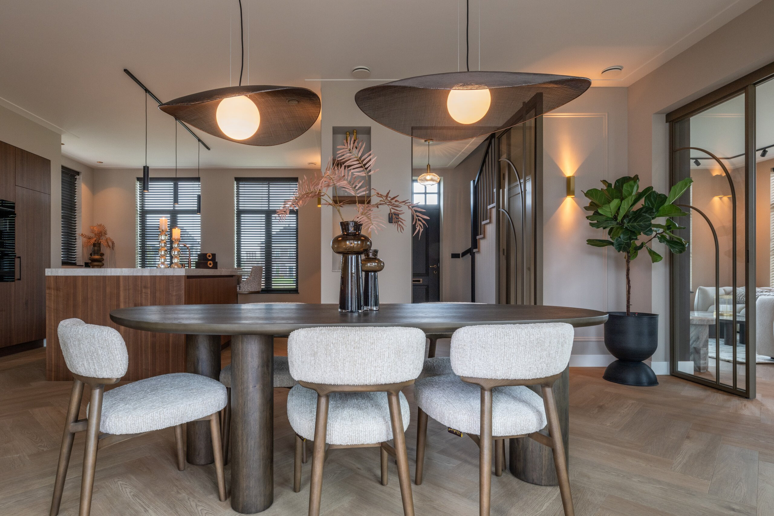 Richmond Eetkamerstoel 'Basker' Linear stof, kleur Naturel