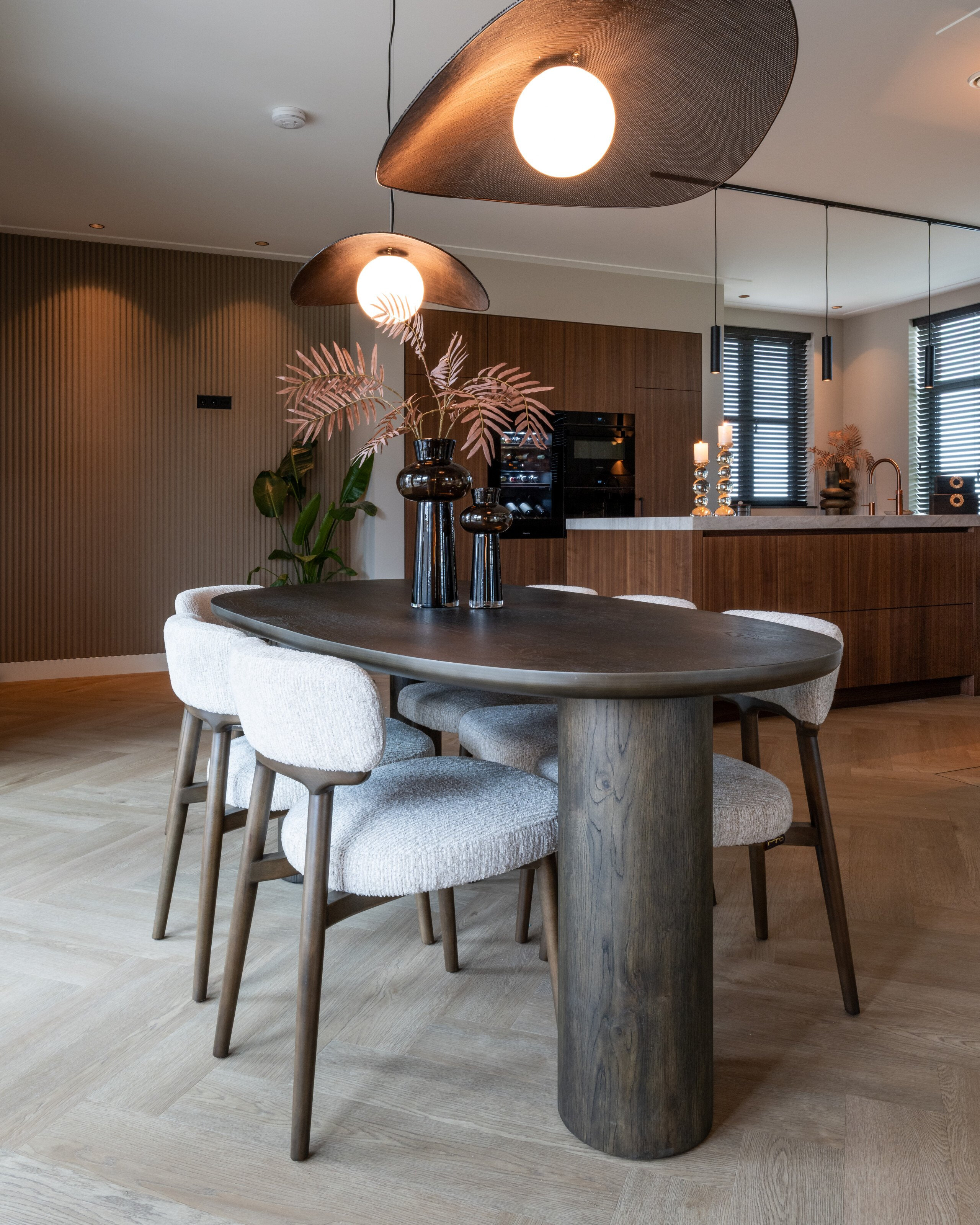 Richmond Eetkamerstoel 'Basker' Linear stof, kleur Naturel