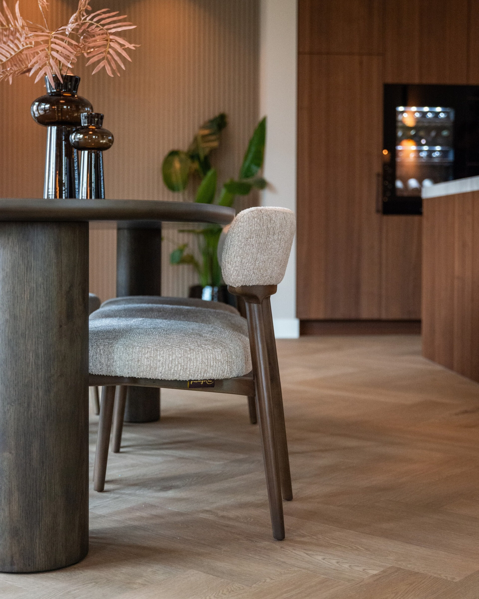 Richmond Eetkamerstoel 'Basker' Linear stof, kleur Naturel