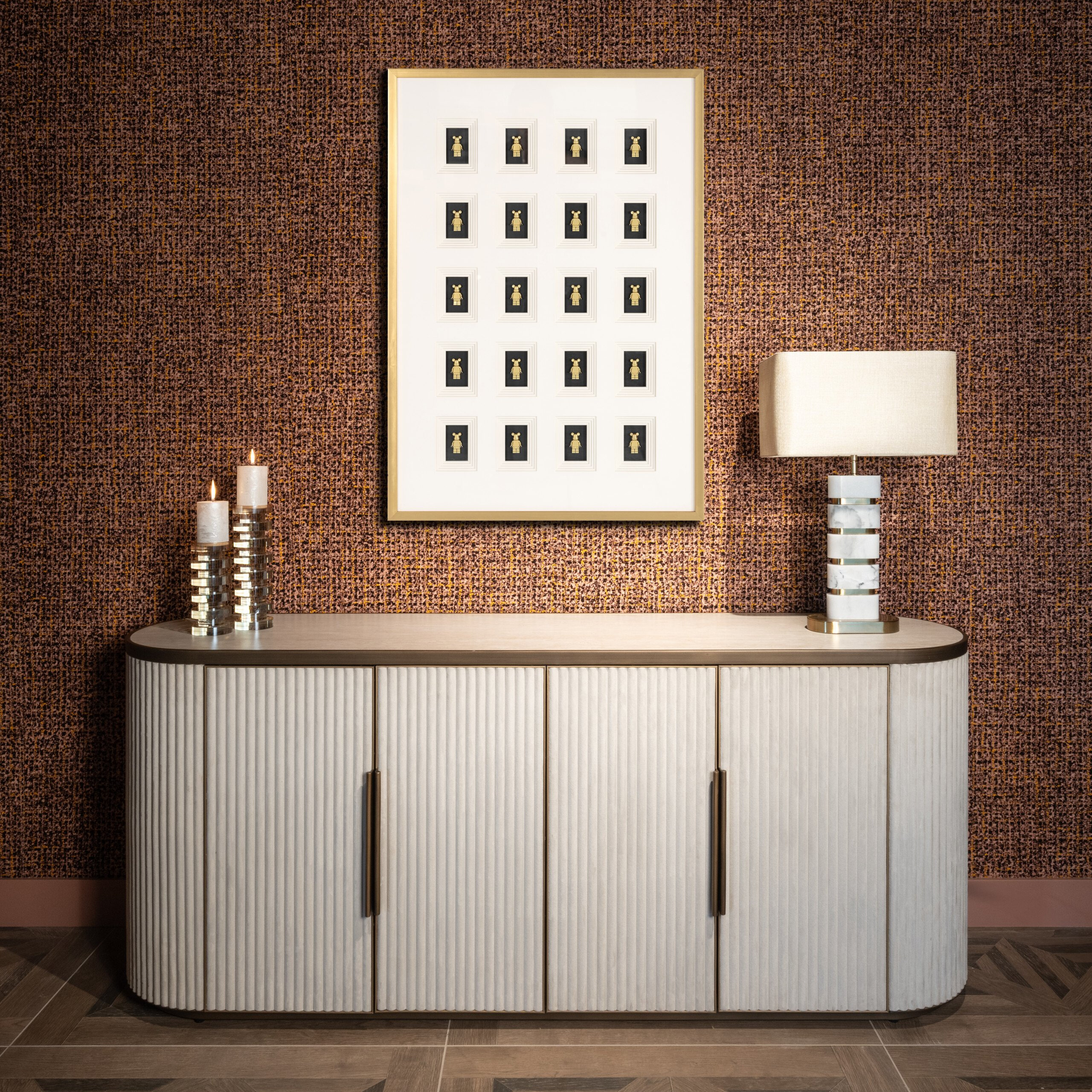 Richmond Dressoir Tivoli Stof en keramiek, 192cm - Wit