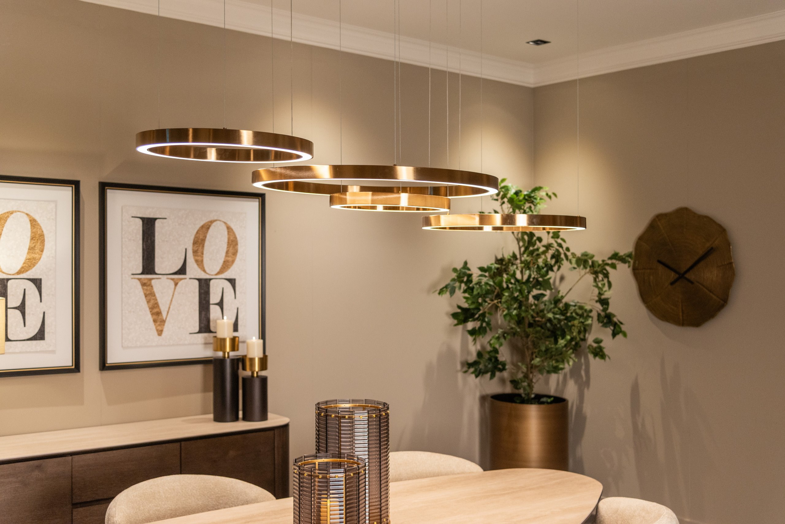 Richmond Hanglamp 'Lilou' 4-lamps, kleur Brushed Gold