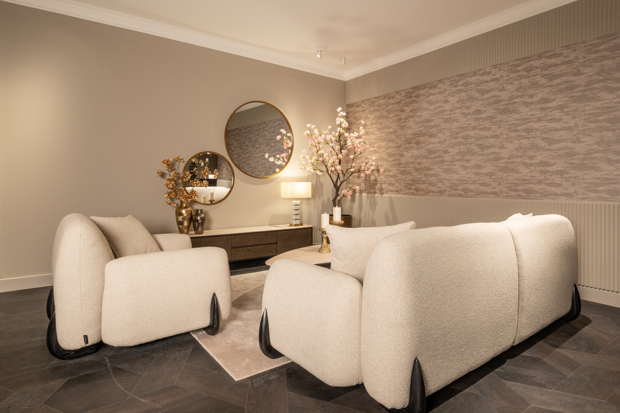 Richmond Organische Salontafel 'Ritz' Travertin en eiken, 140 x 75cm