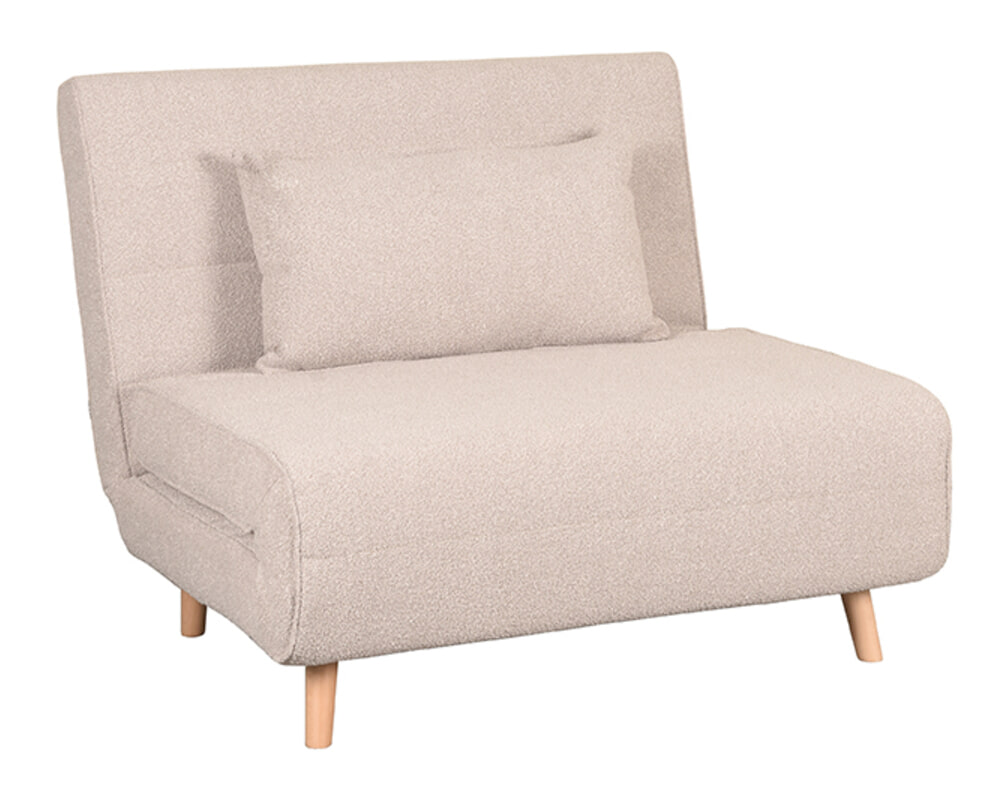 LABEL51 Slaapbank Single Met naturel poot, Bouclé - Naturel
