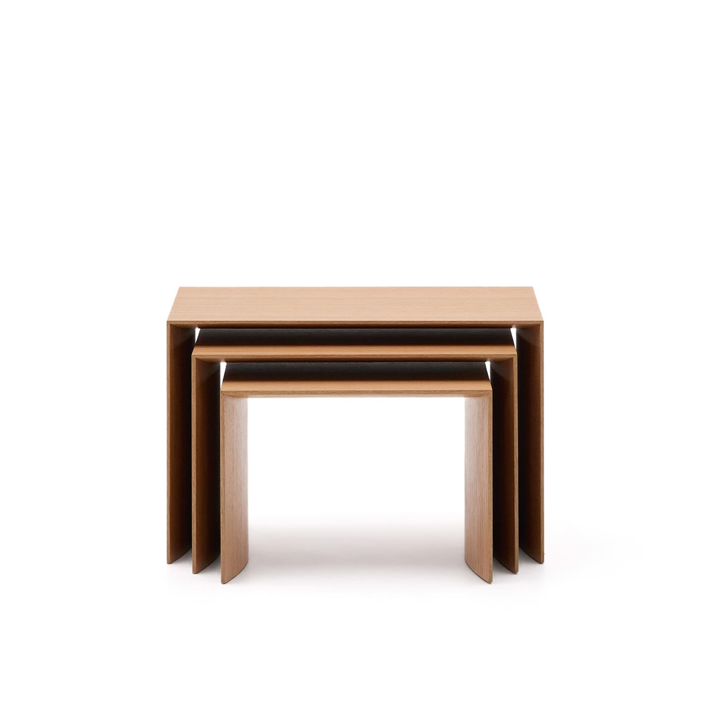 Kave Home Bijzettafel 'Litto' Eiken, Set van 3 stuks, kleur Naturel