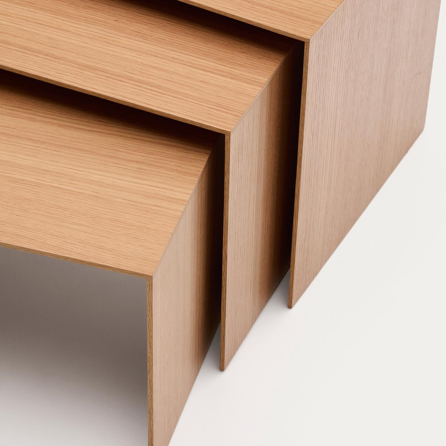Kave Home Bijzettafel 'Litto' Eiken, Set van 3 stuks, kleur Naturel