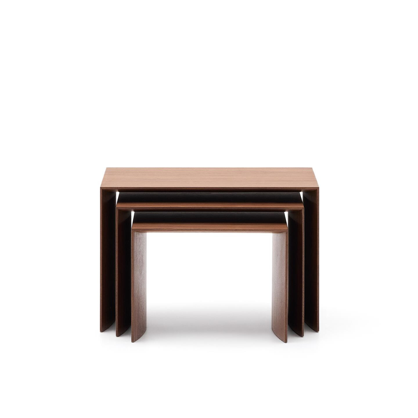 Kave Home Bijzettafel 'Litto' Walnoot, Set van 3 stuks, kleur Bruin
