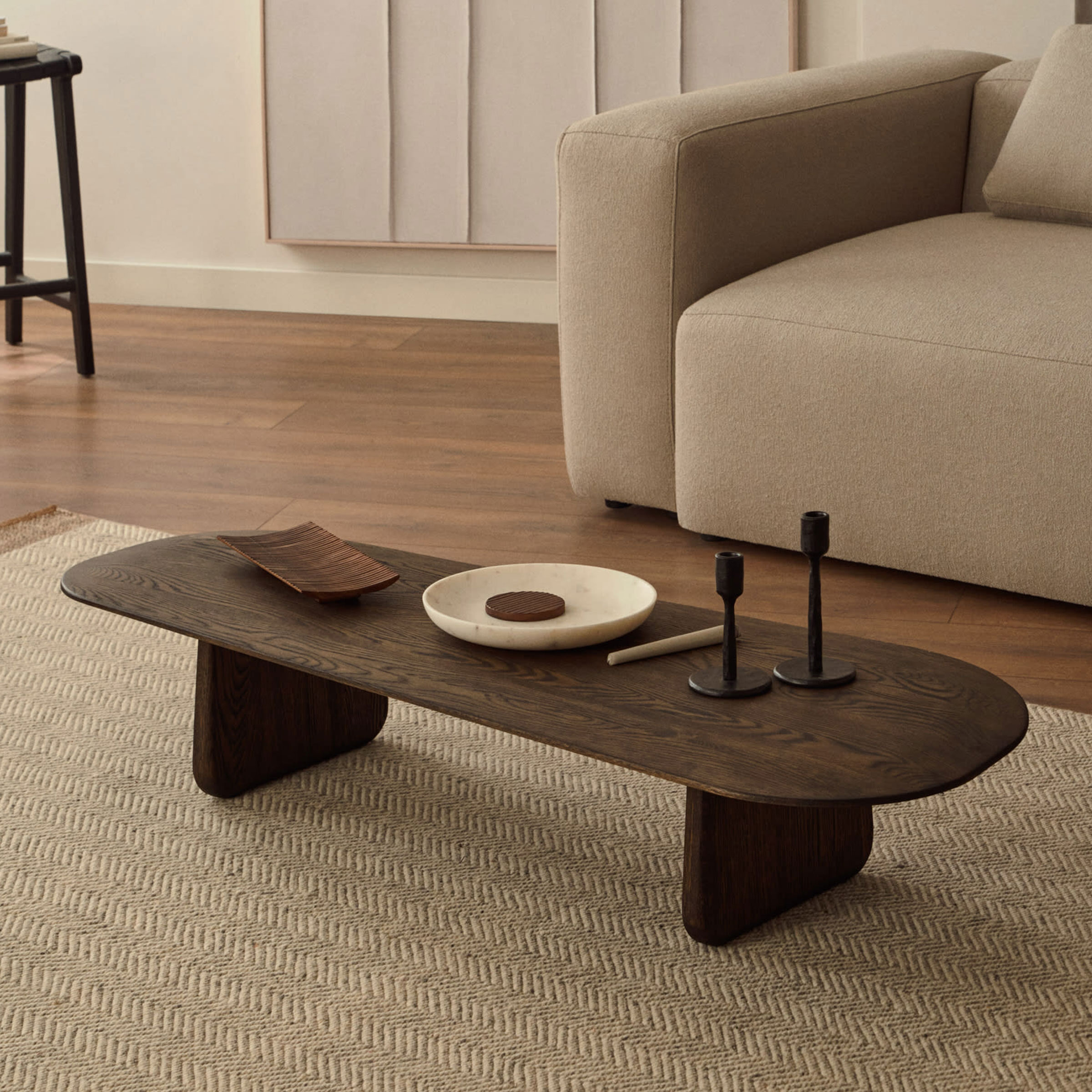 Kave Home Organische Salontafel 'Pirita' Eikenhout, 146 x 64cm