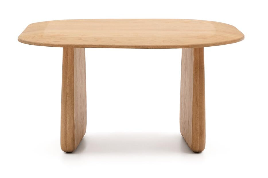 Kave Home Organische Bijzettafel 'Pirita' Eikenhout, 71 x 70cm, kleur Naturel