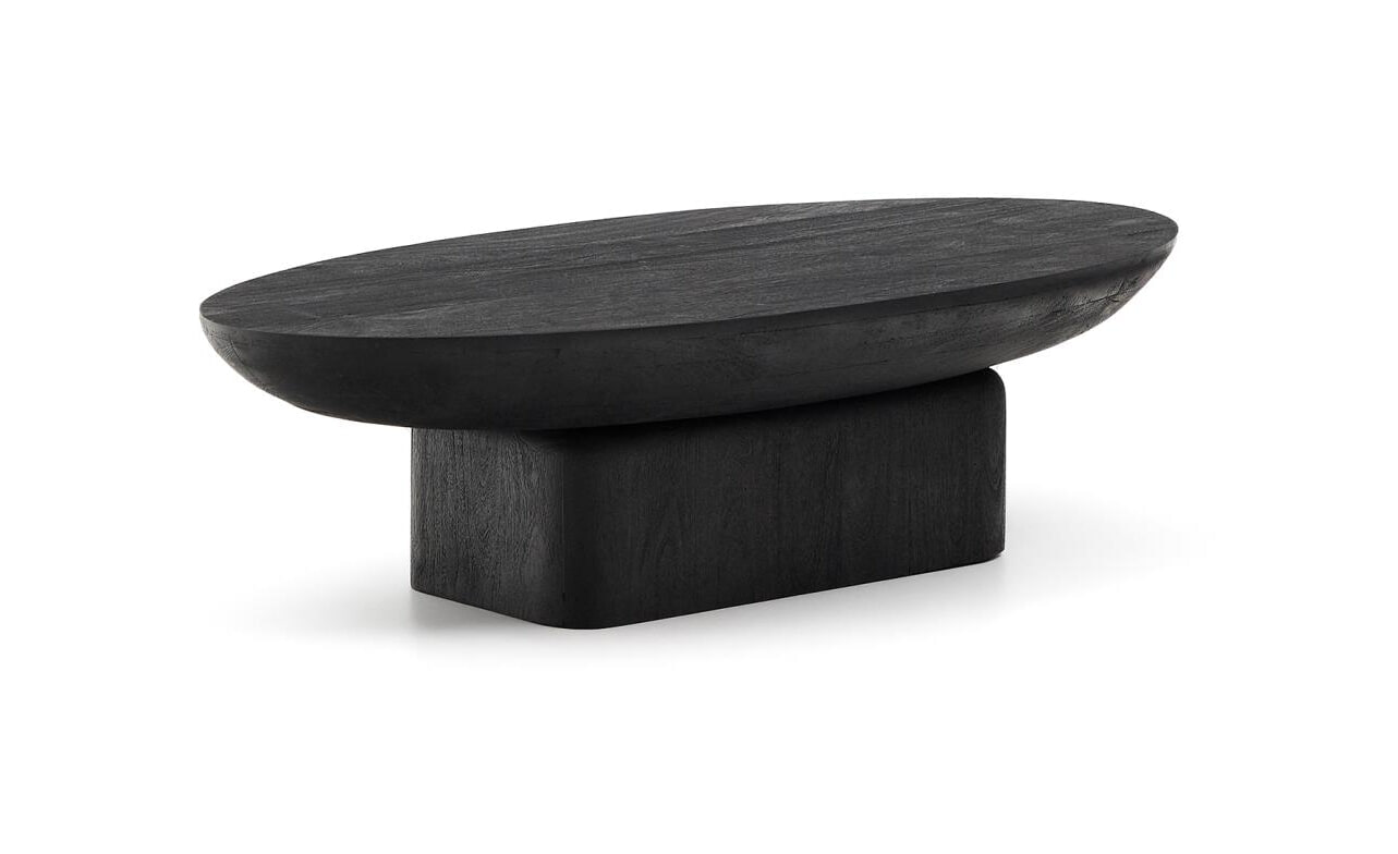 Kave Home Ovale Salontafel Ovak Acaciahout, 140 x 70cm - Zwart - Ovaal