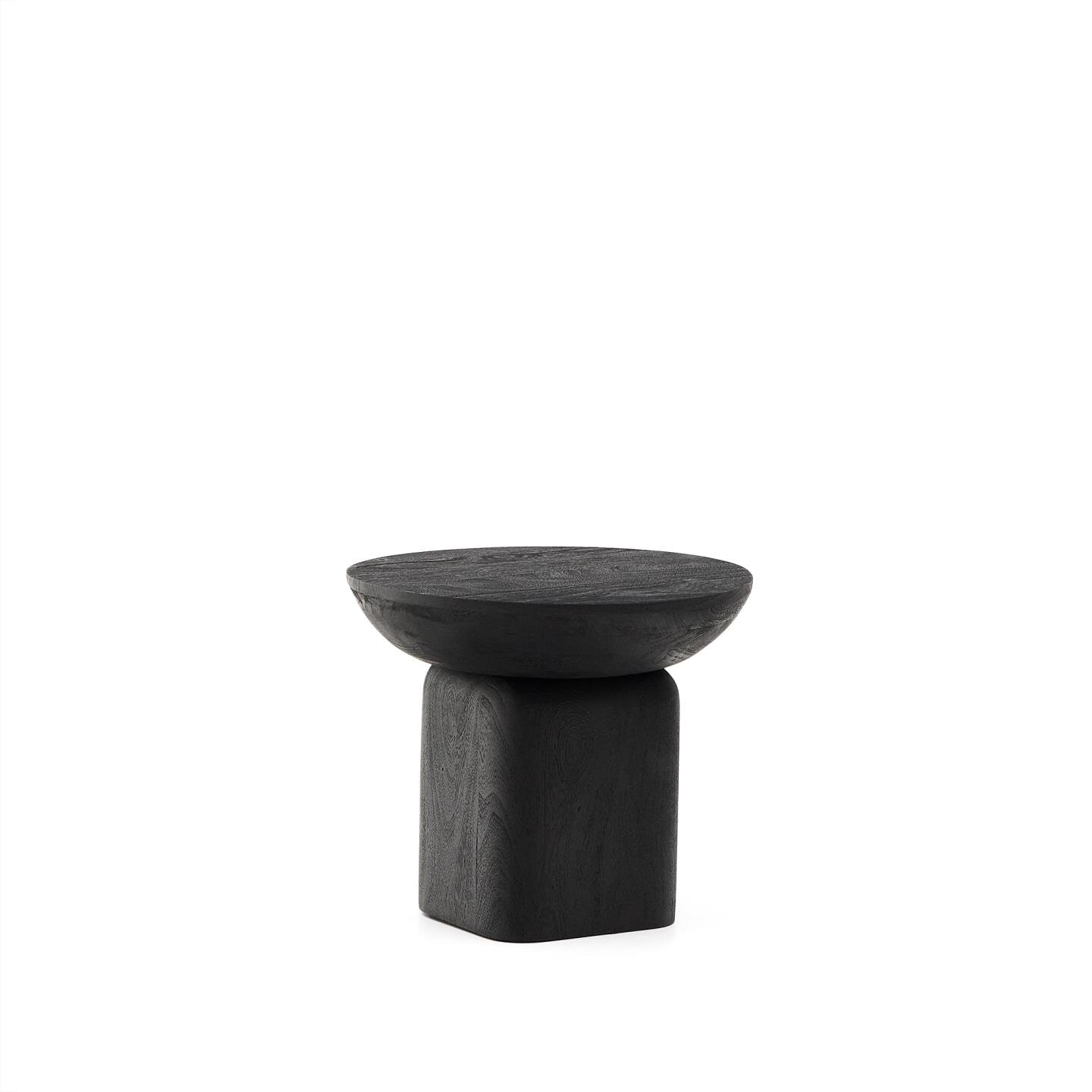 Kave Home Ronde Bijzettafel Ovak Acaciahout, 50cm - Zwart