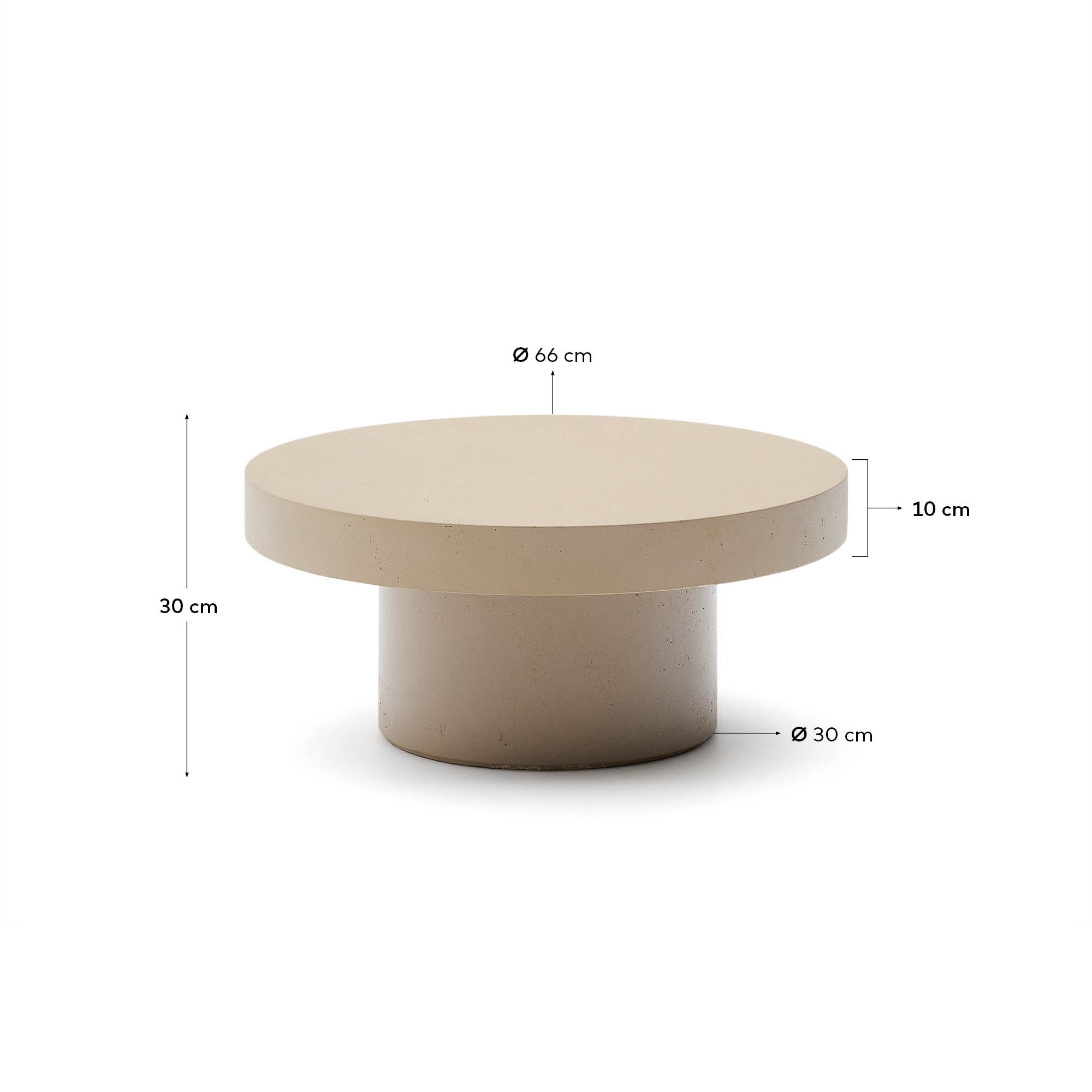 Kave Home Ronde Salontafel 'Aiguablava' Beton, 66cm, kleur Beige