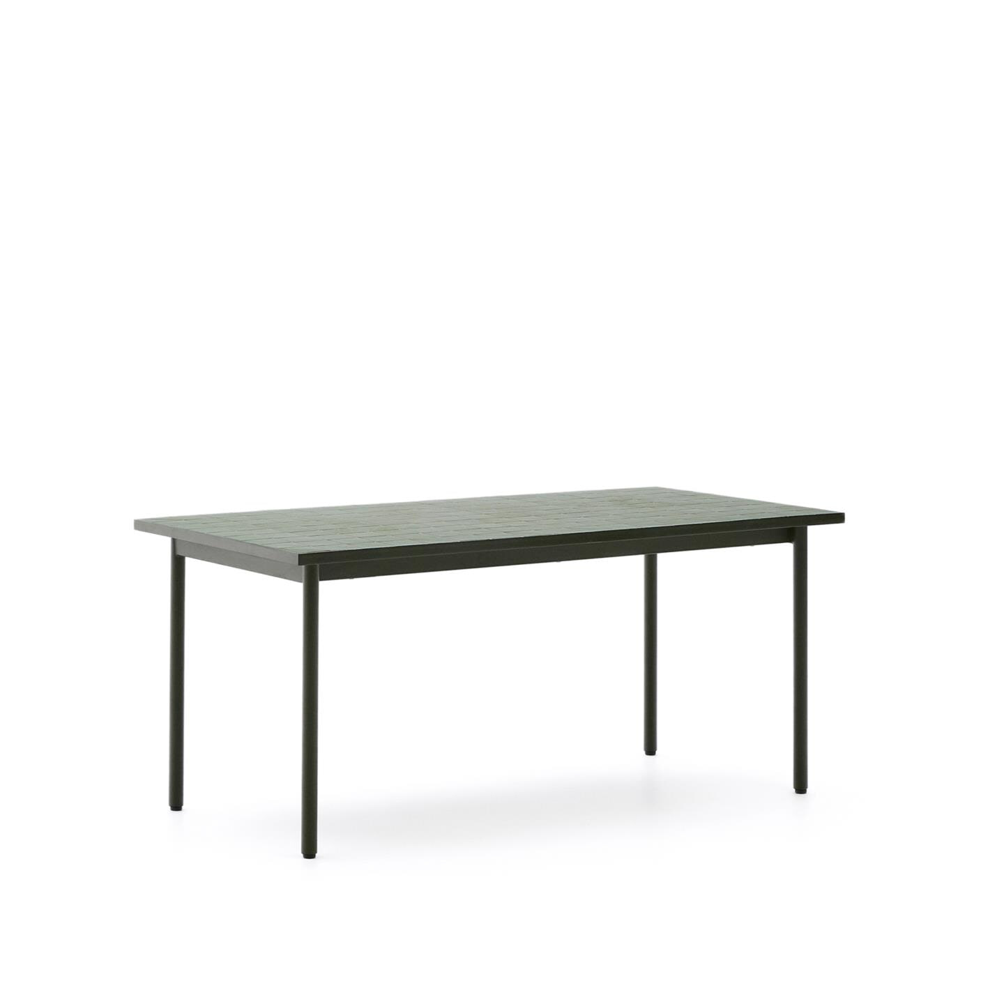 Kave Home Outdoor Eettafel Maurina Cement en staal, 182 x 91cm - Groen