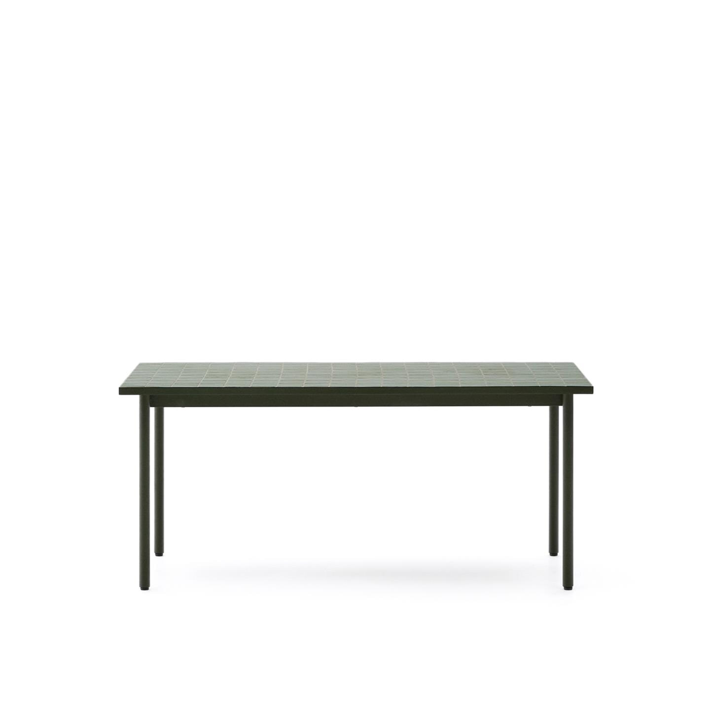 Kave Home Outdoor Eettafel 'Maurina' Cement en staal, 182 x 91cm, kleur Groen
